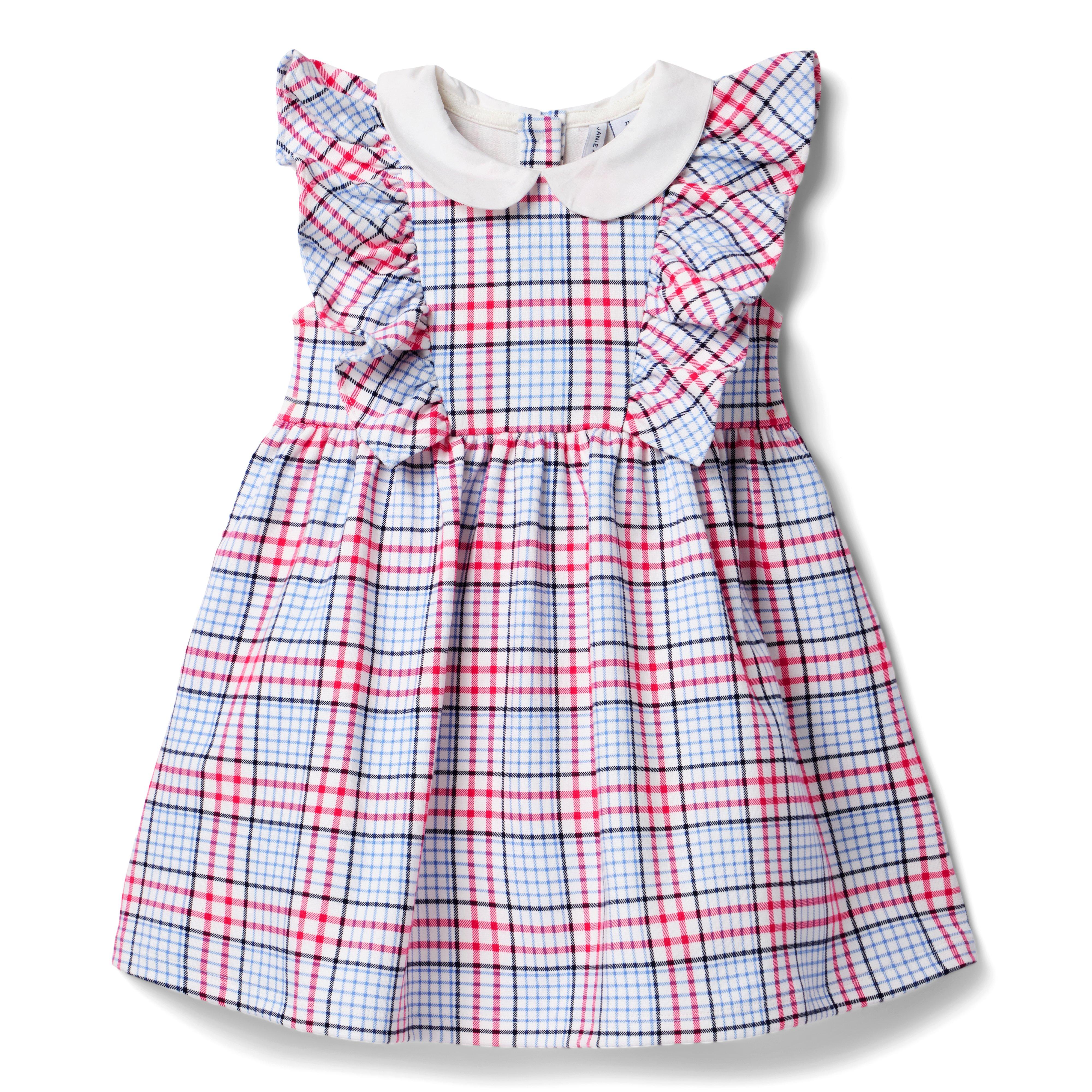 Plaid Ruffle Sleeve Ponte Dress image number 0