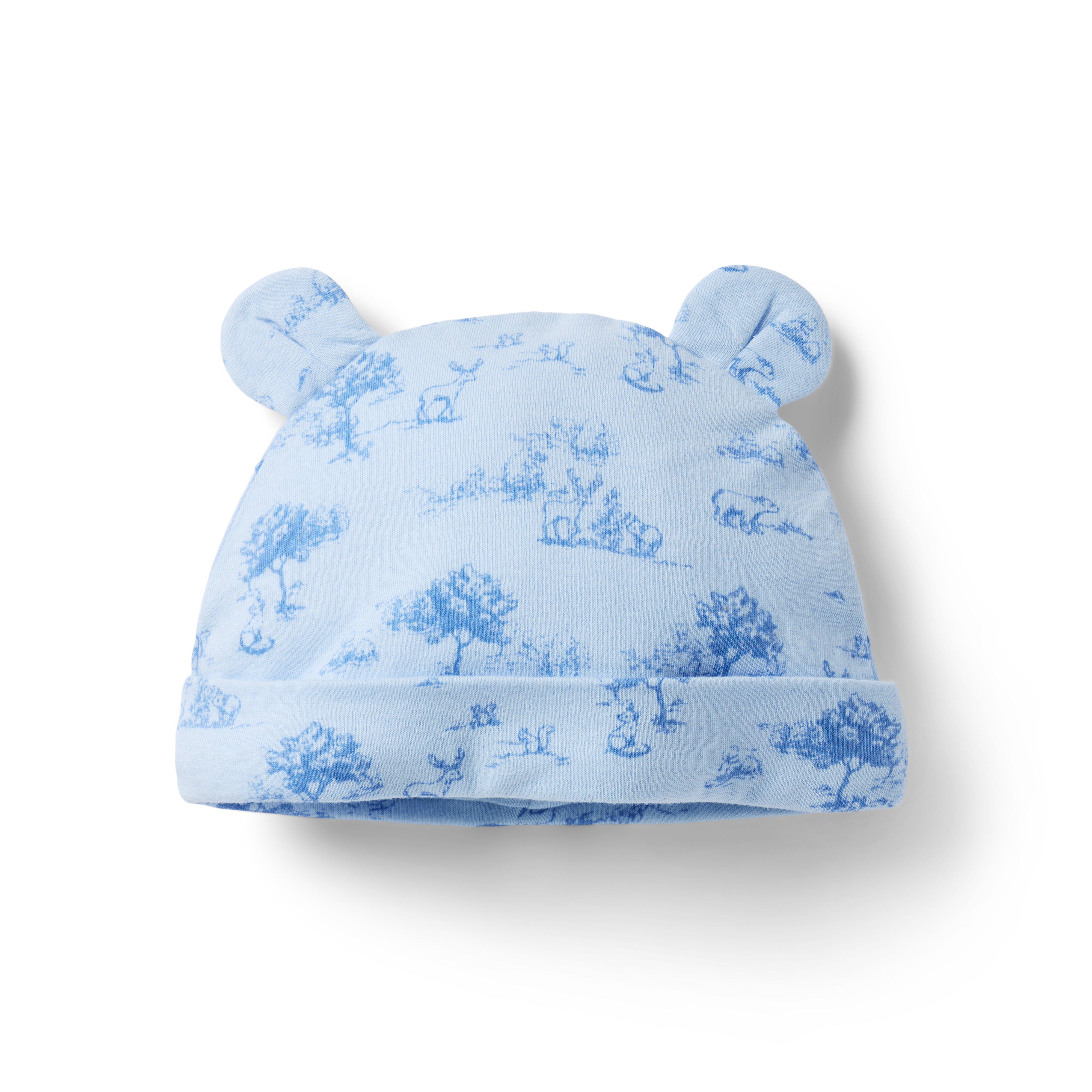 Baby Woodland Toile Bear Ear Beanie