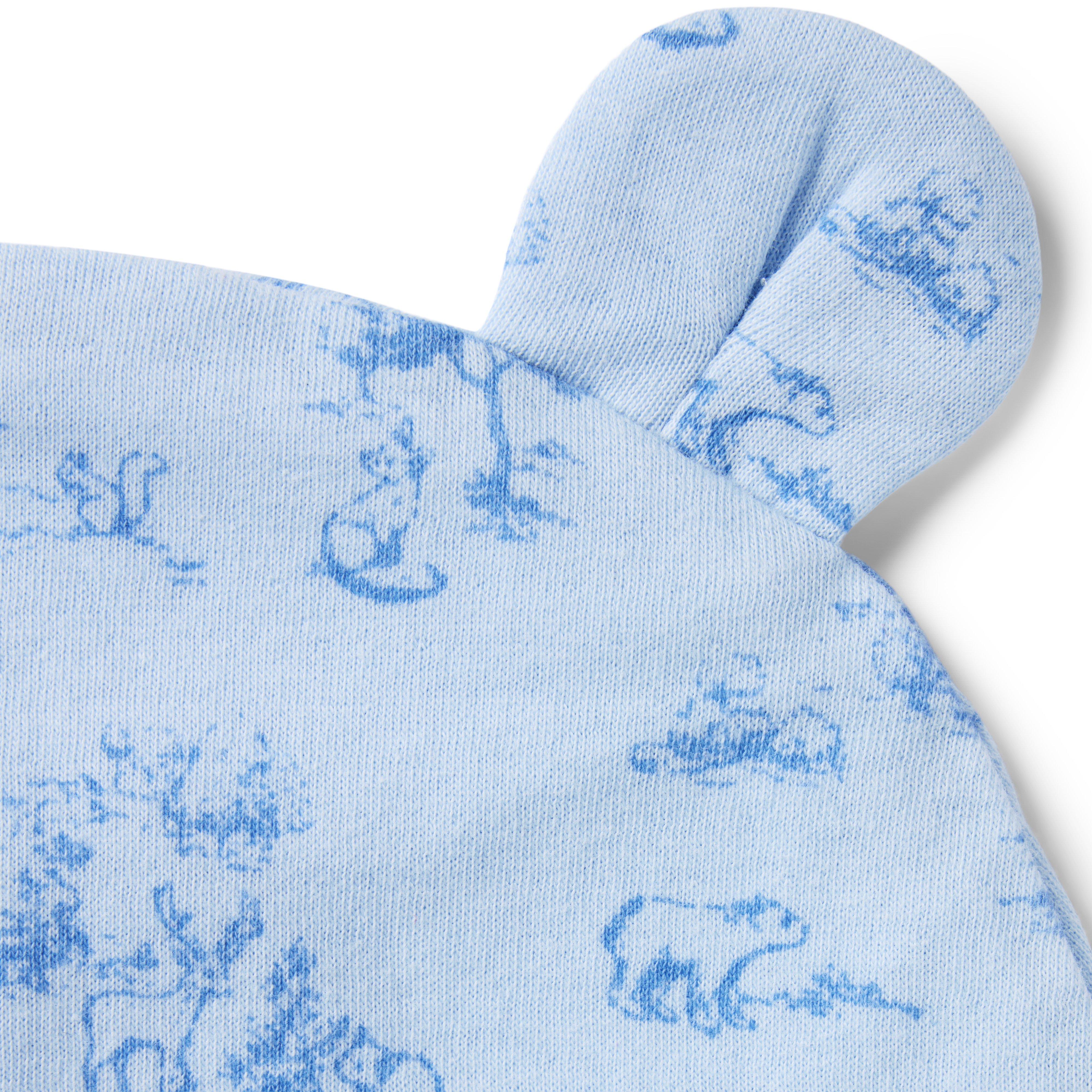 Baby Woodland Toile Bear Ear Beanie image number 2
