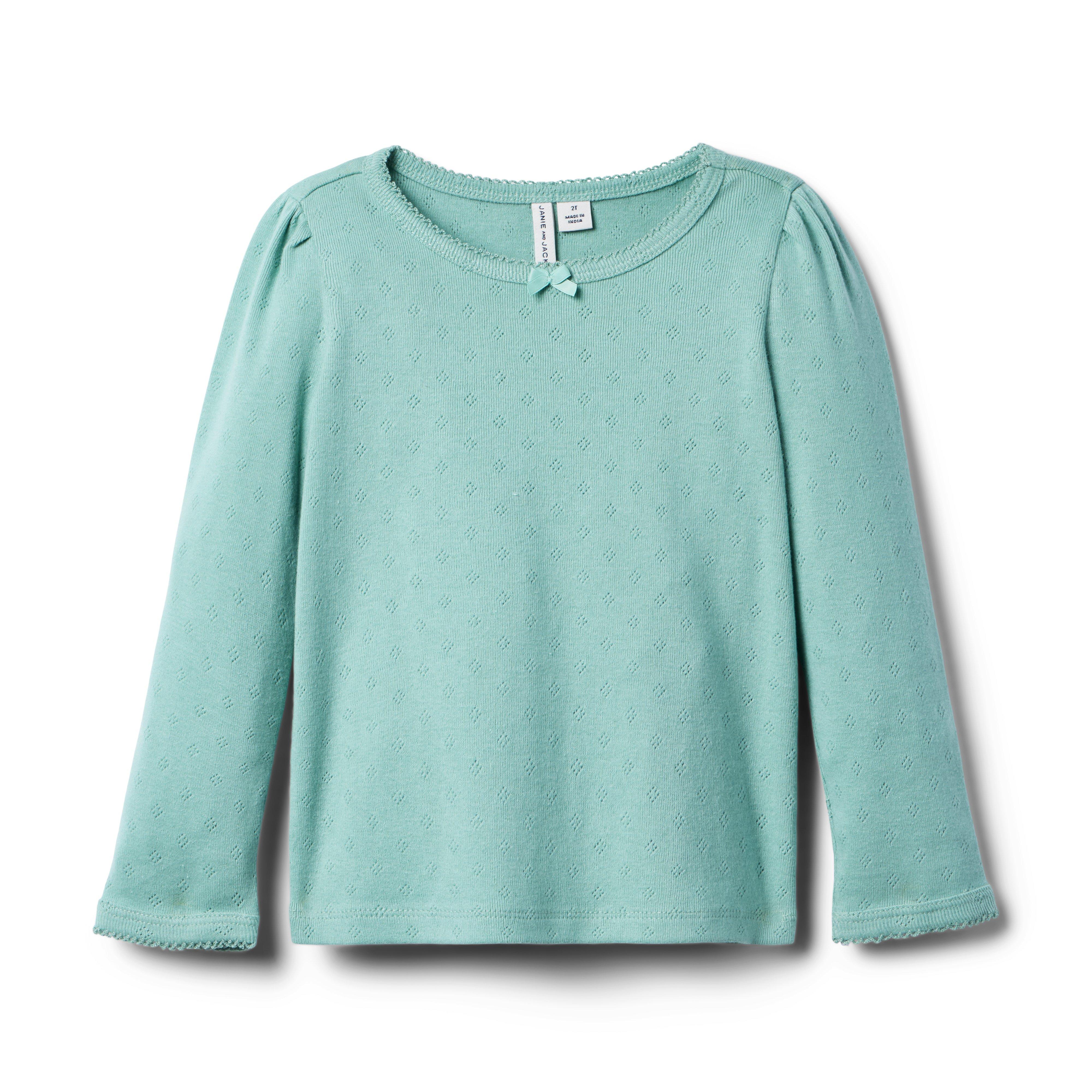 Pointelle Bow Tee image number 0