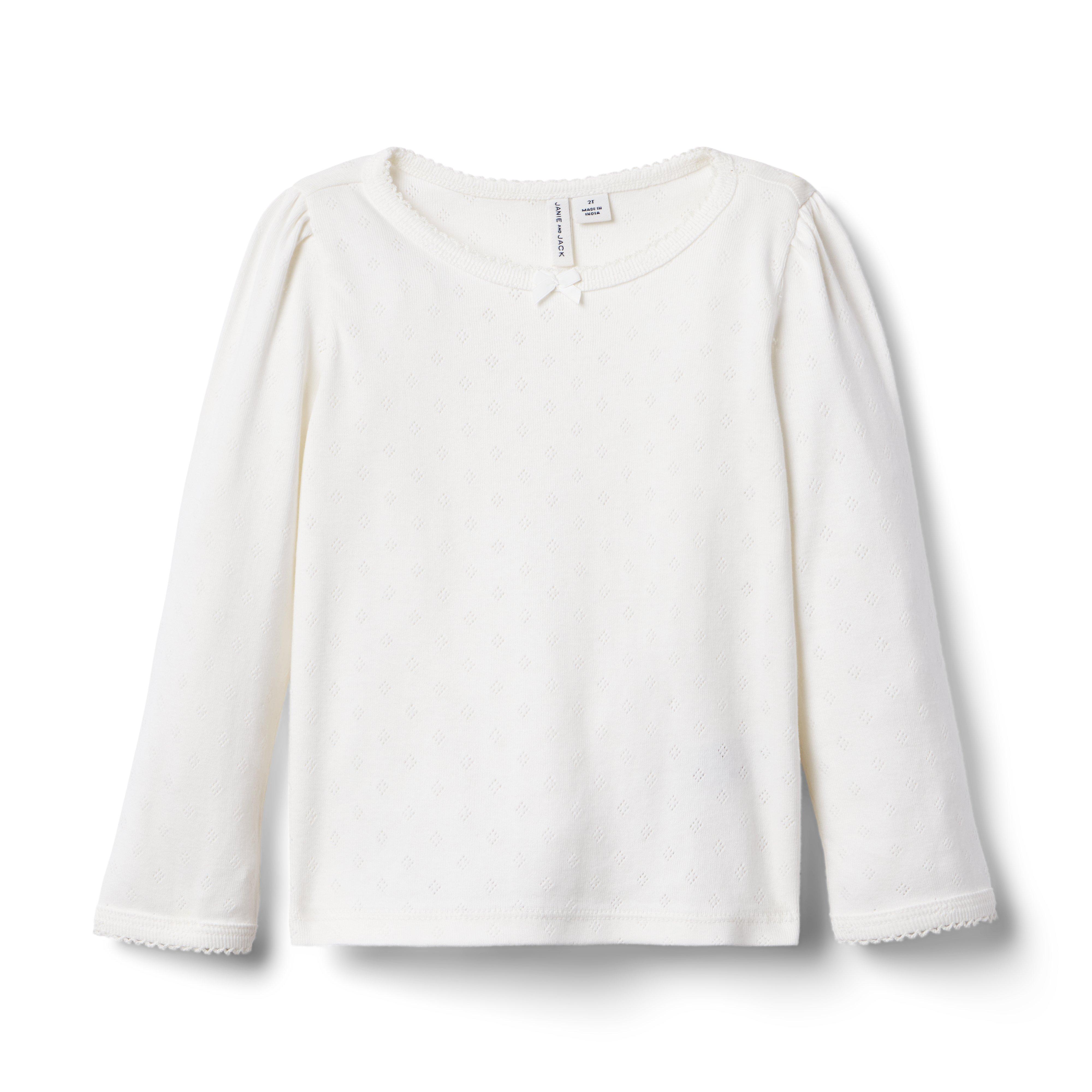 Pointelle Bow Tee image number 0