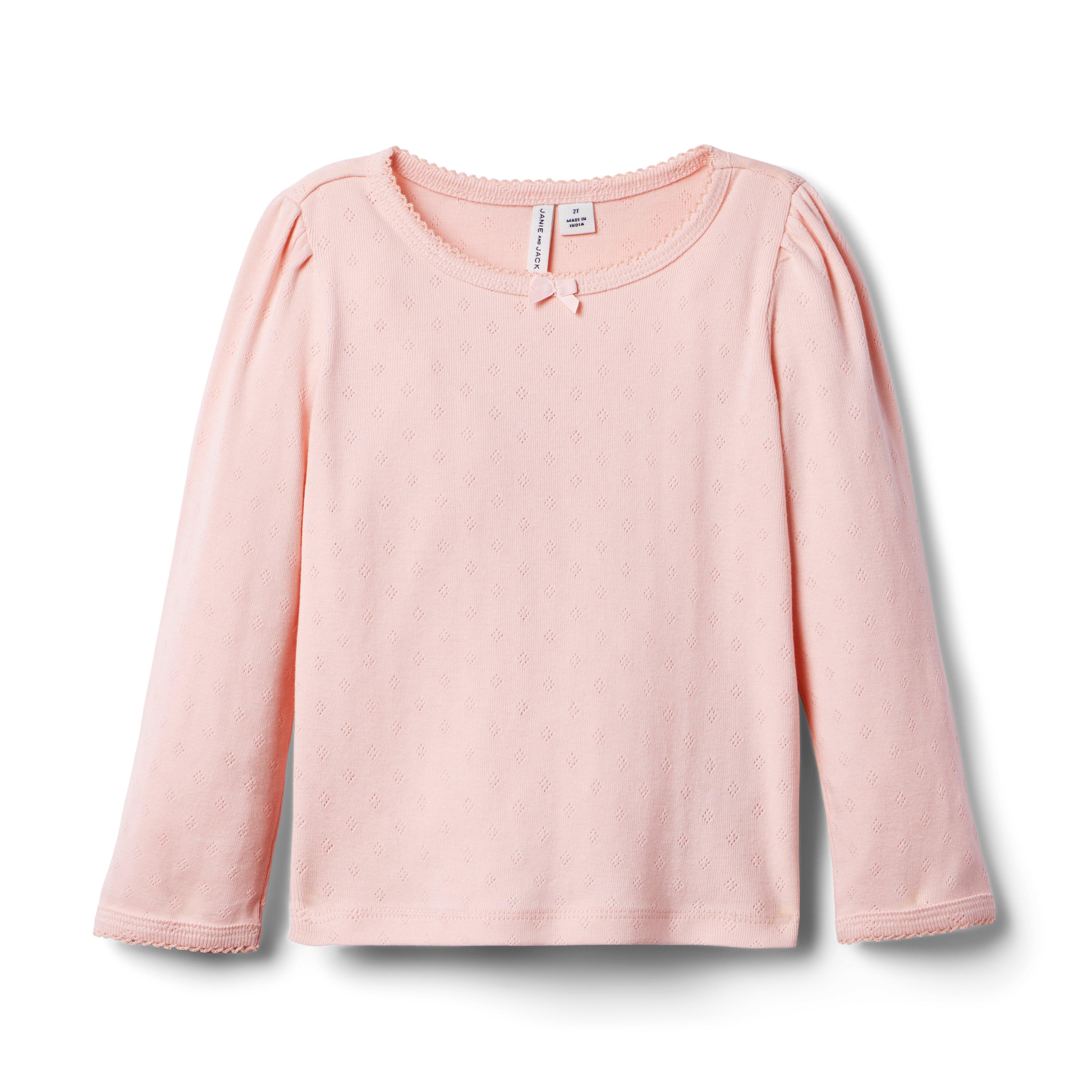Pointelle Bow Tee image number 0