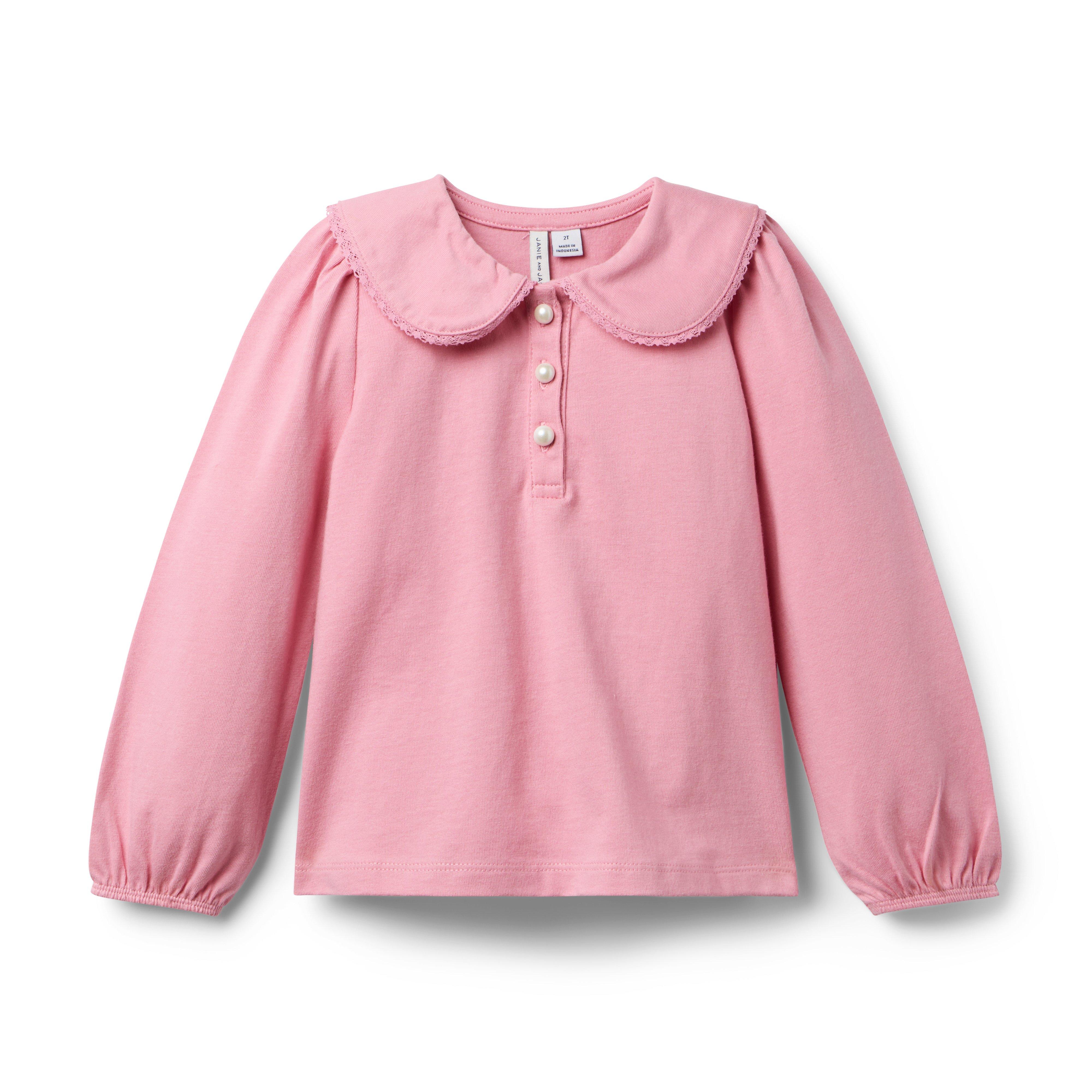 Lace Trimmed Collar Top image number 0