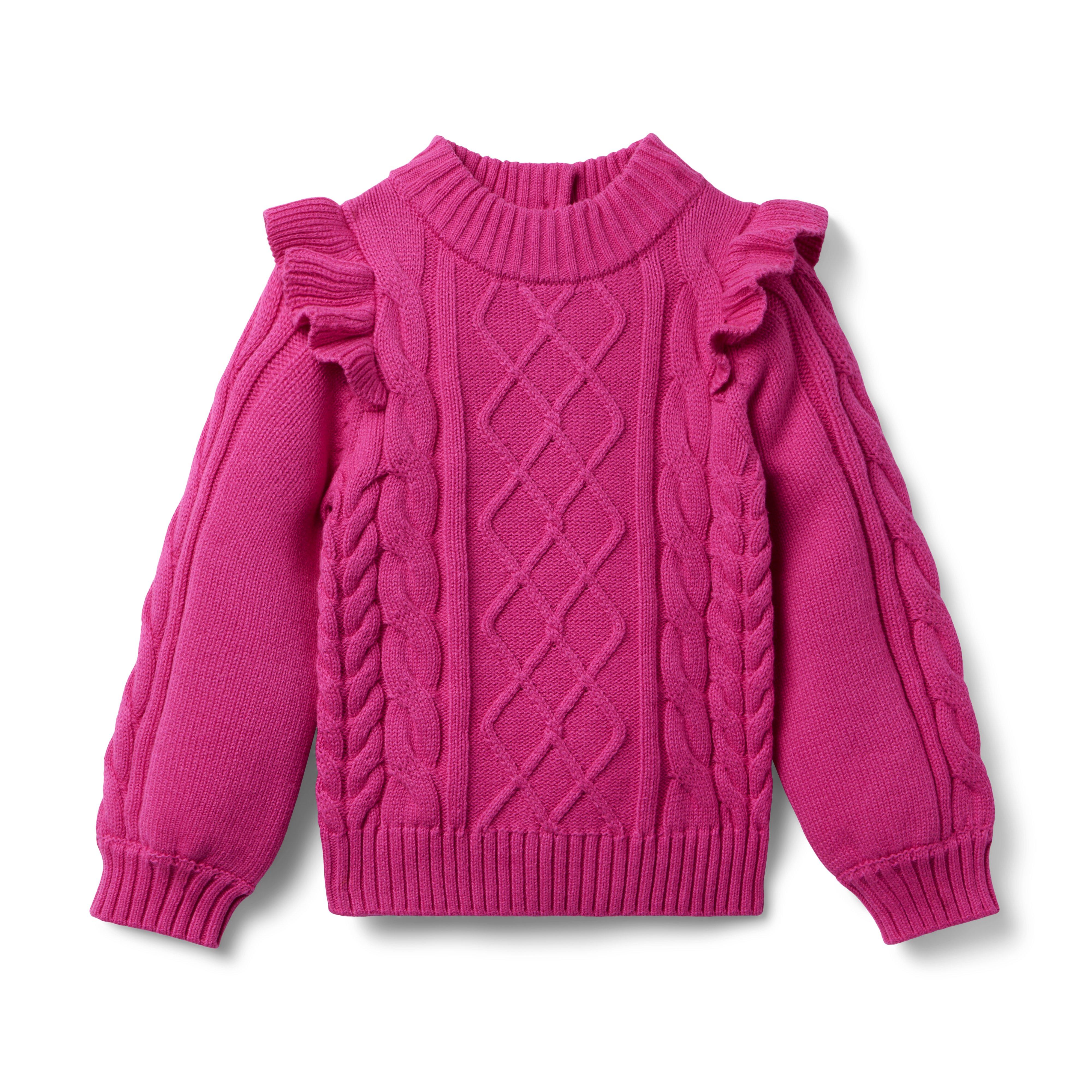 Cable Knit Ruffle Sweater