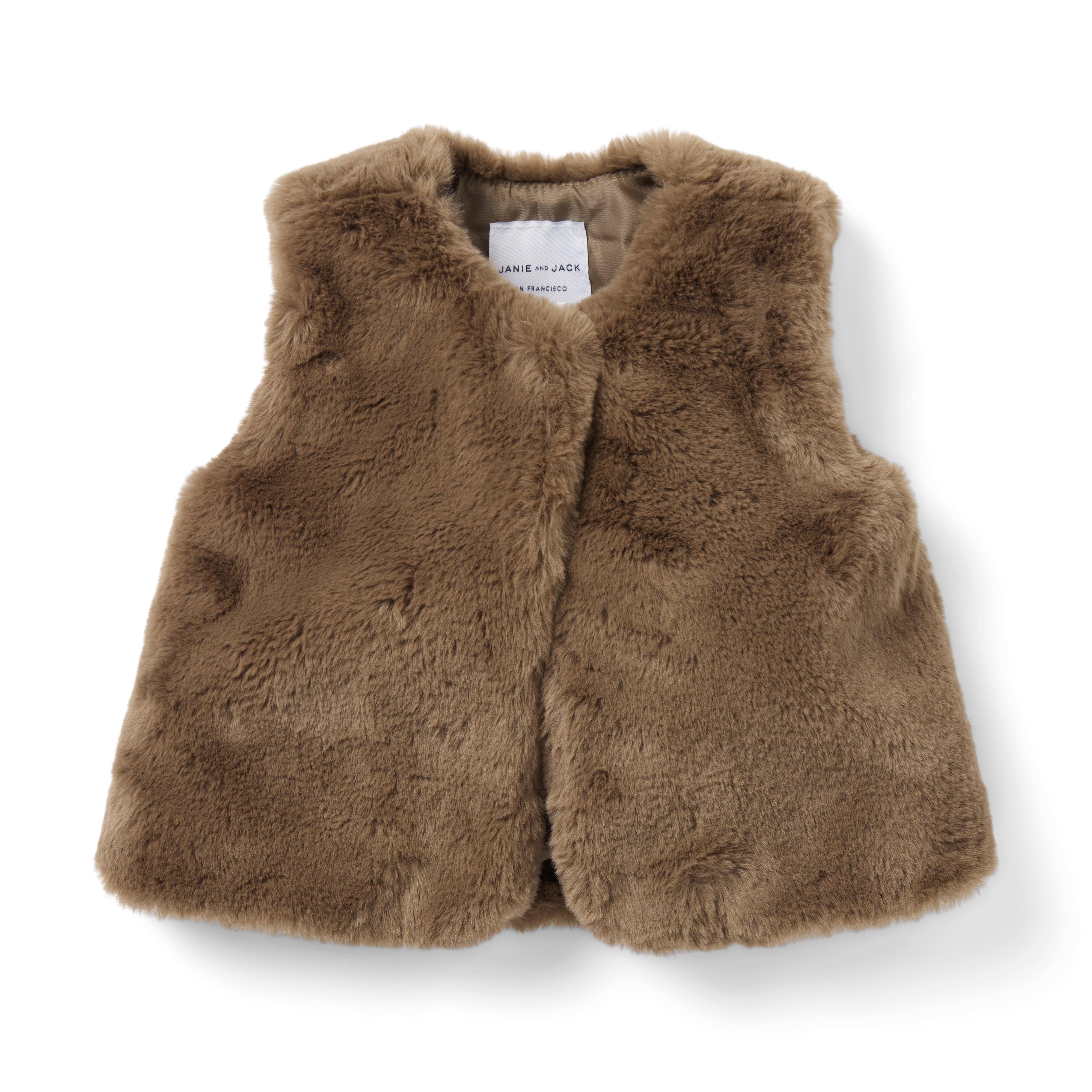 Newborn Soft Brown Baby Faux Fur Vest by Janie and Jack