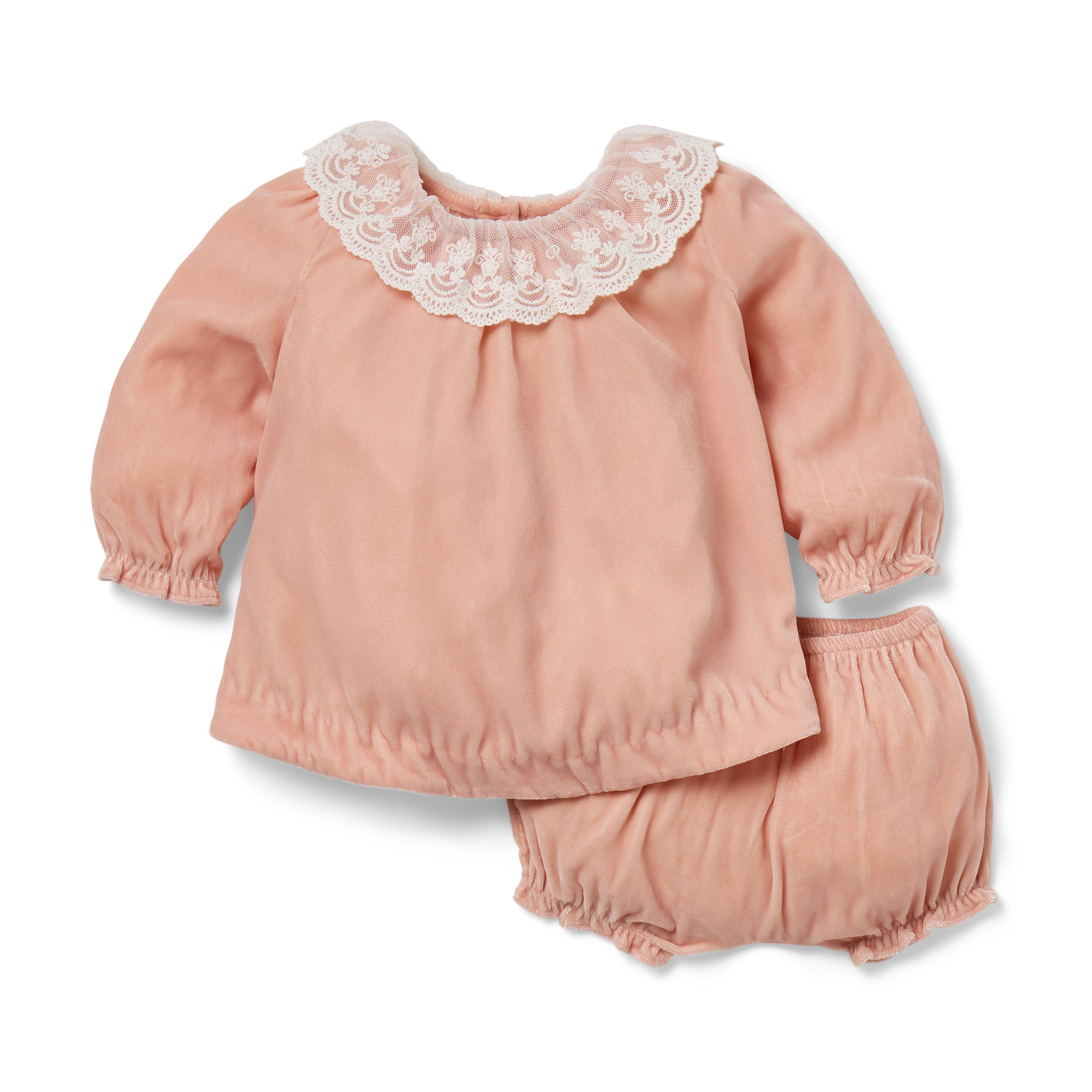 Baby Velvet Collared Matching Set image number 0