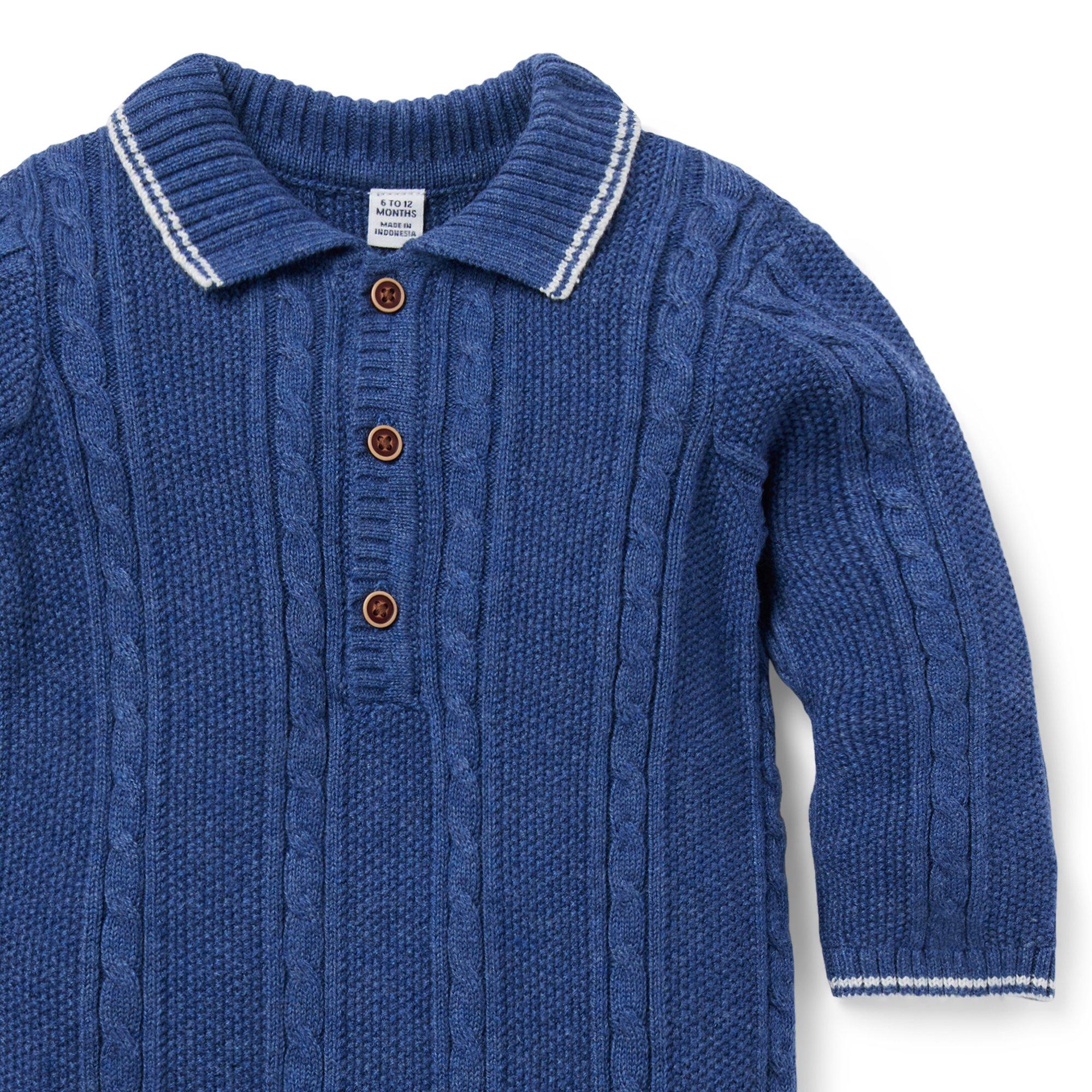 Baby Collared Cable Knit One-Piece image number 2