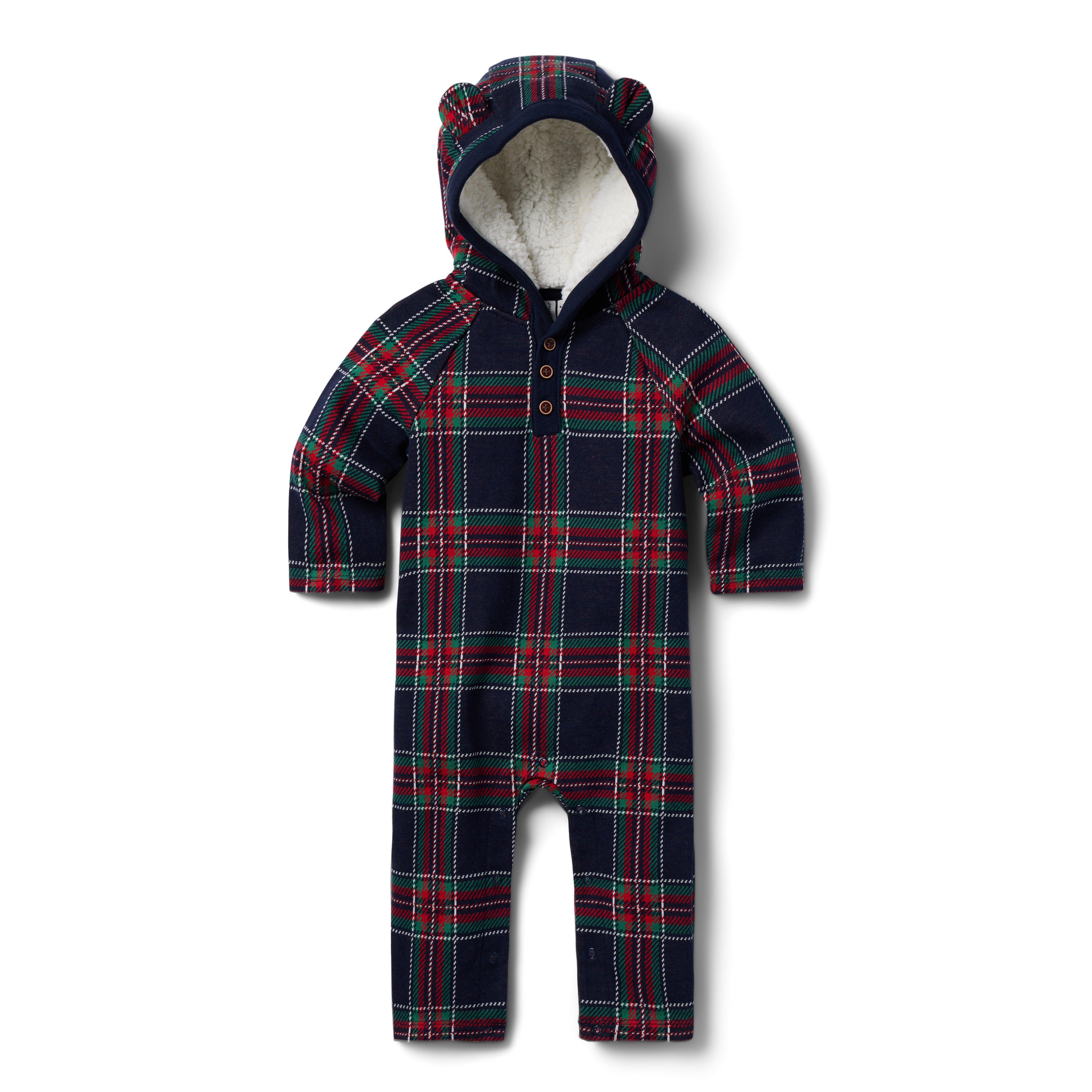 Baby Tartan Bear Ear One-Piece image number 0