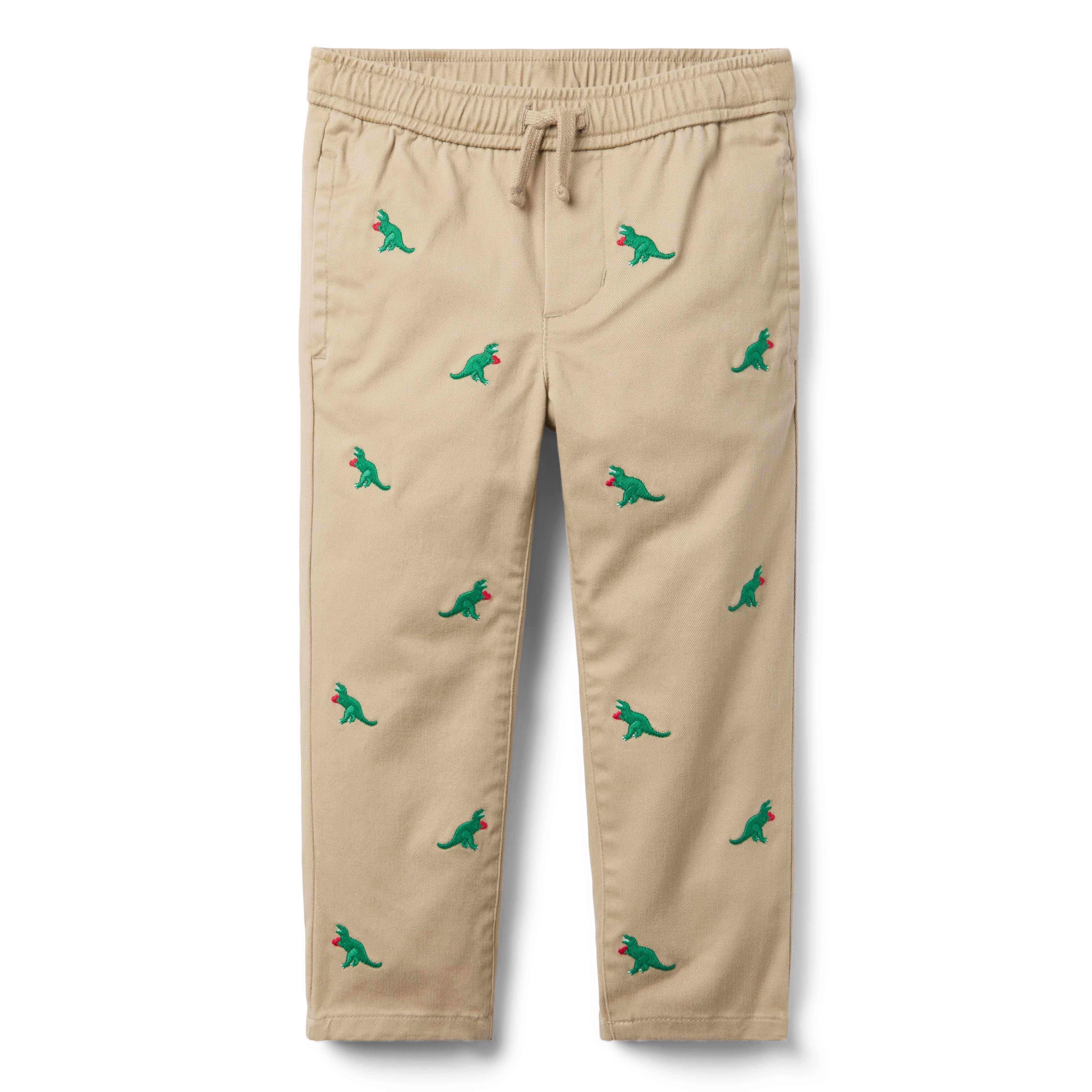 Embroidered Dinosaur Heart Twill Jogger