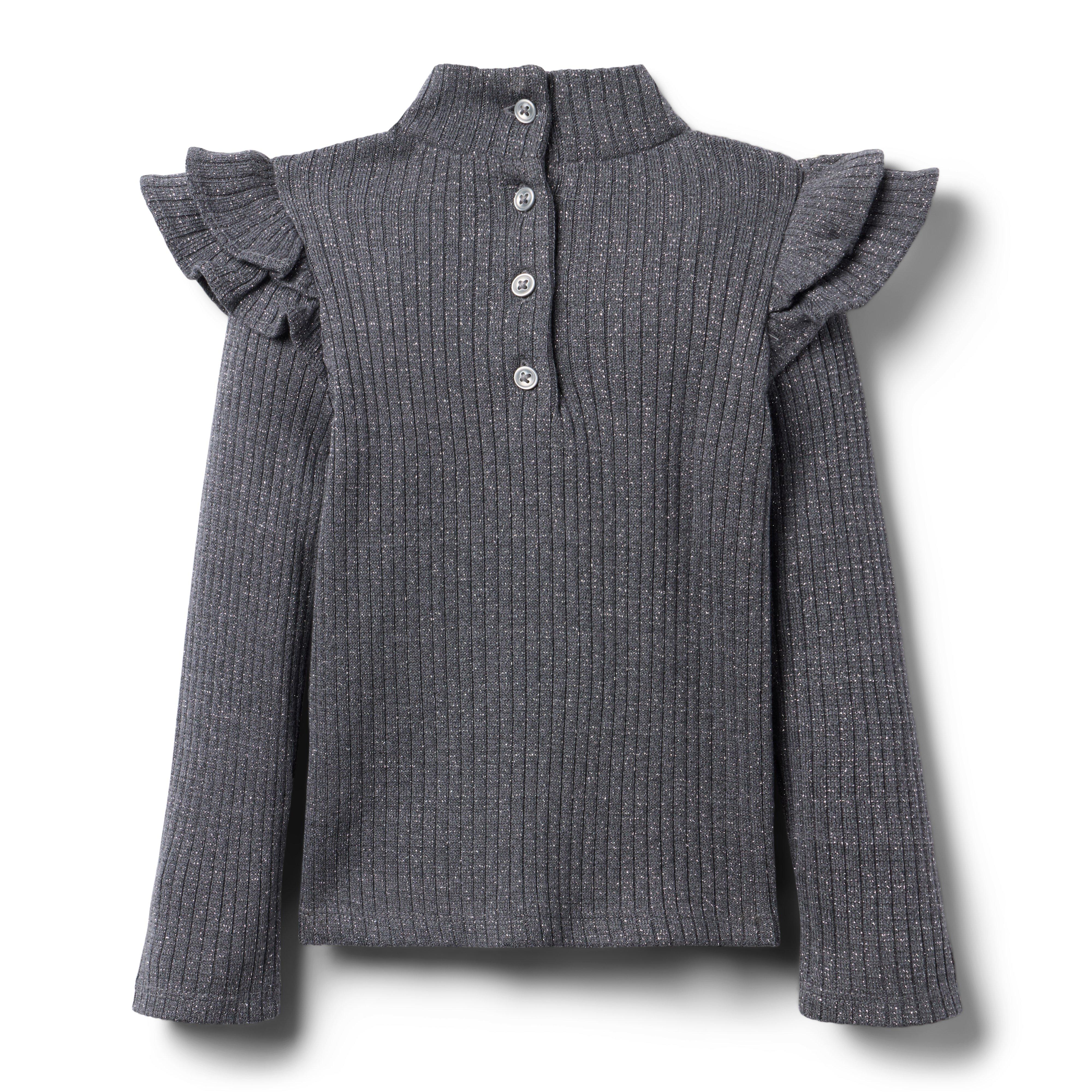 Sparkle Ribbed Ruffle Top image number 1
