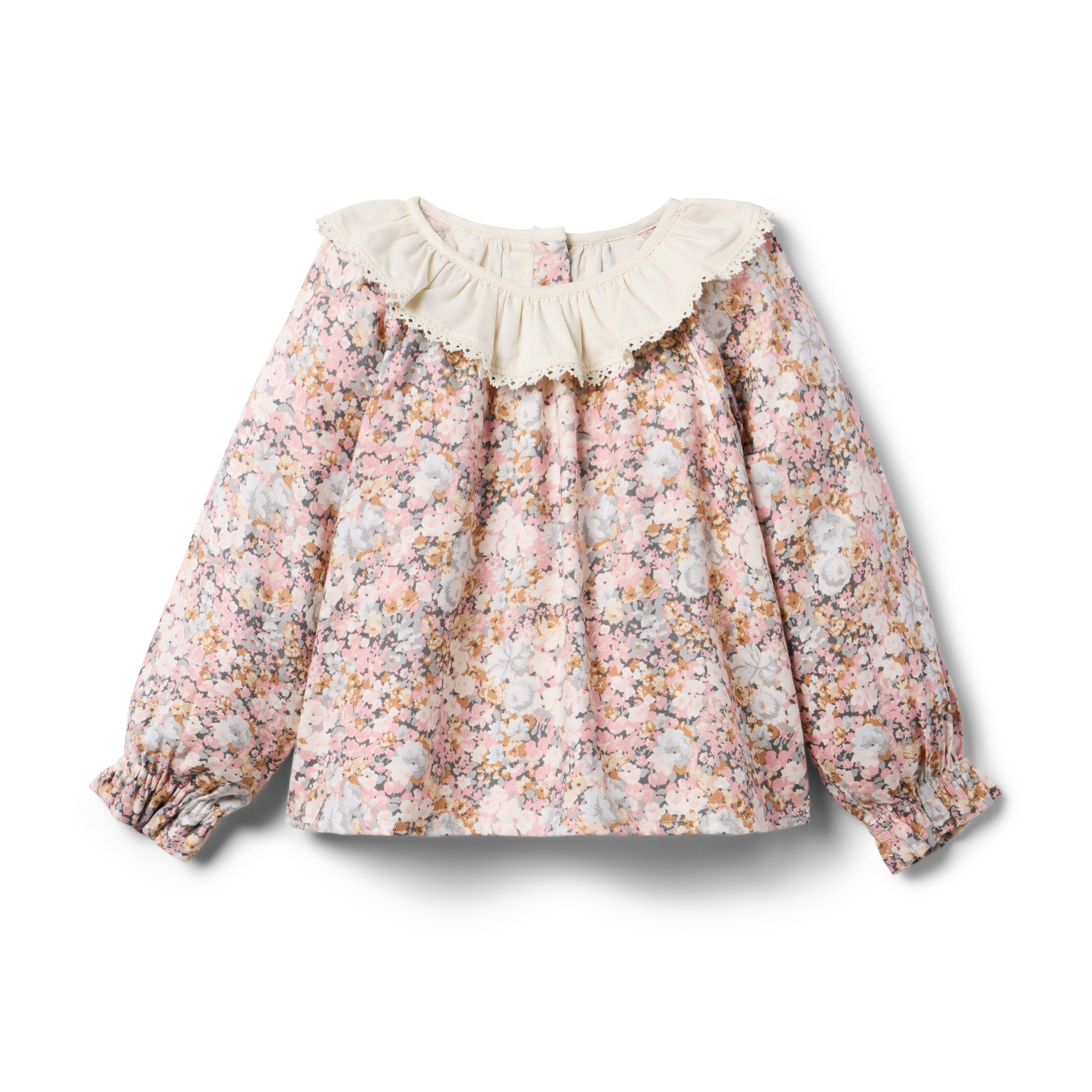 Floral Ruffle Collar Top