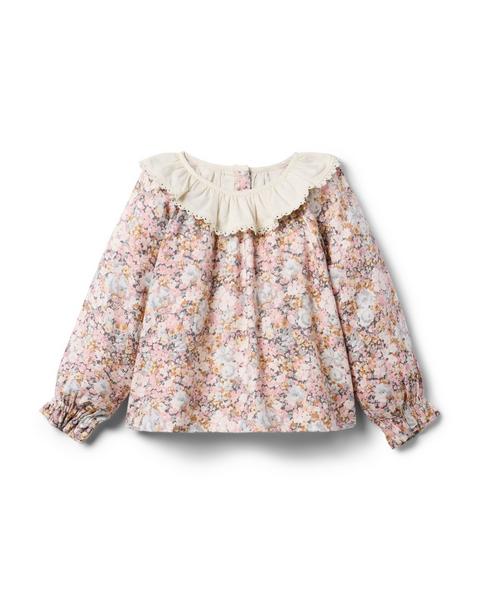 Floral Ruffle Collar Top