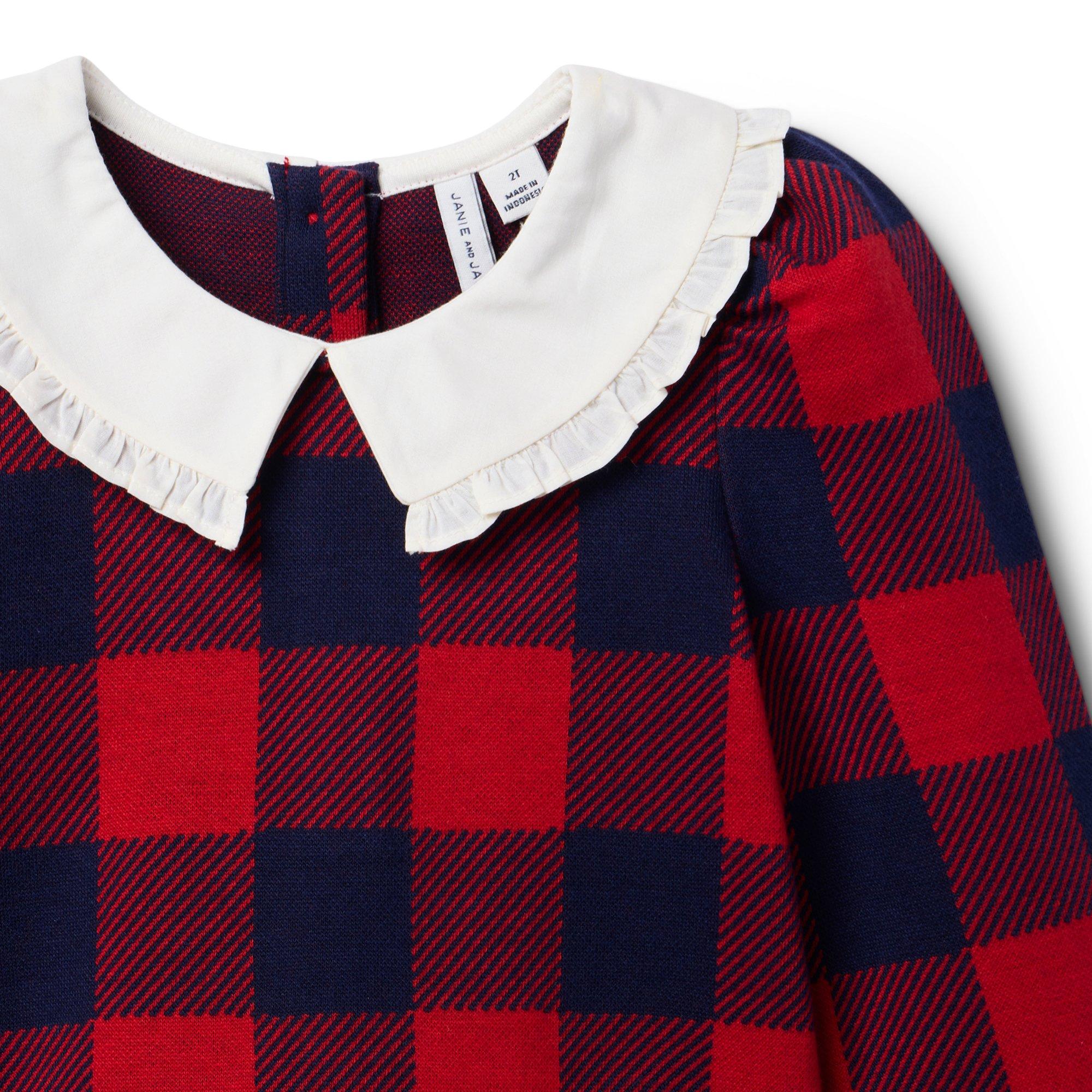 Plaid Collared Jacquard Sweatshirt image number 3