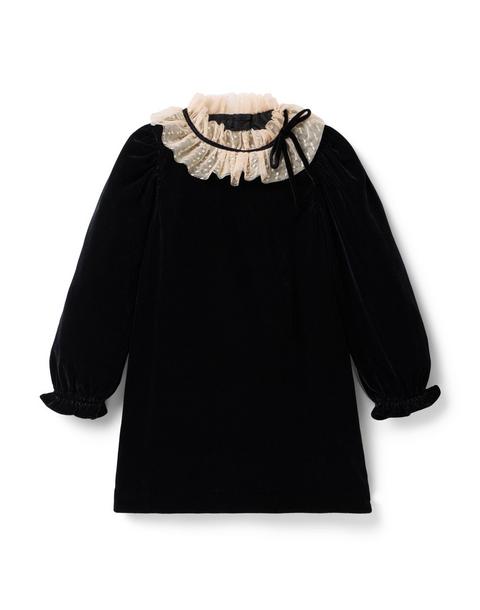 The Velvet Ruffle Collar Dress