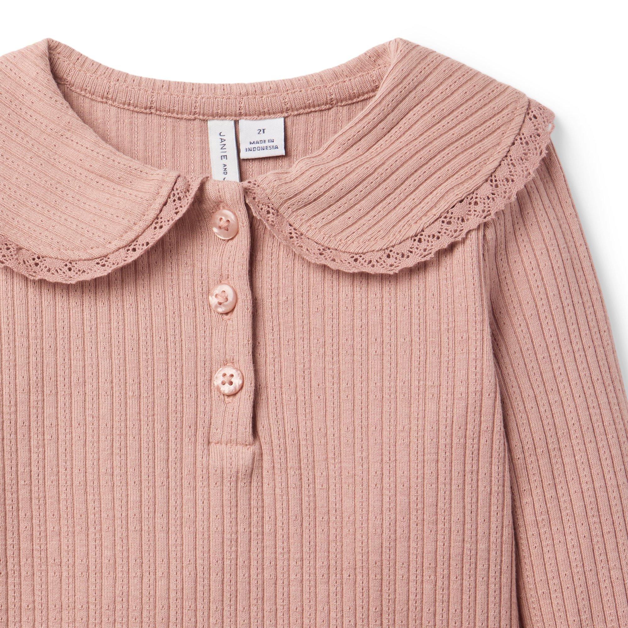 Ribbed Lace Collar Top image number 2