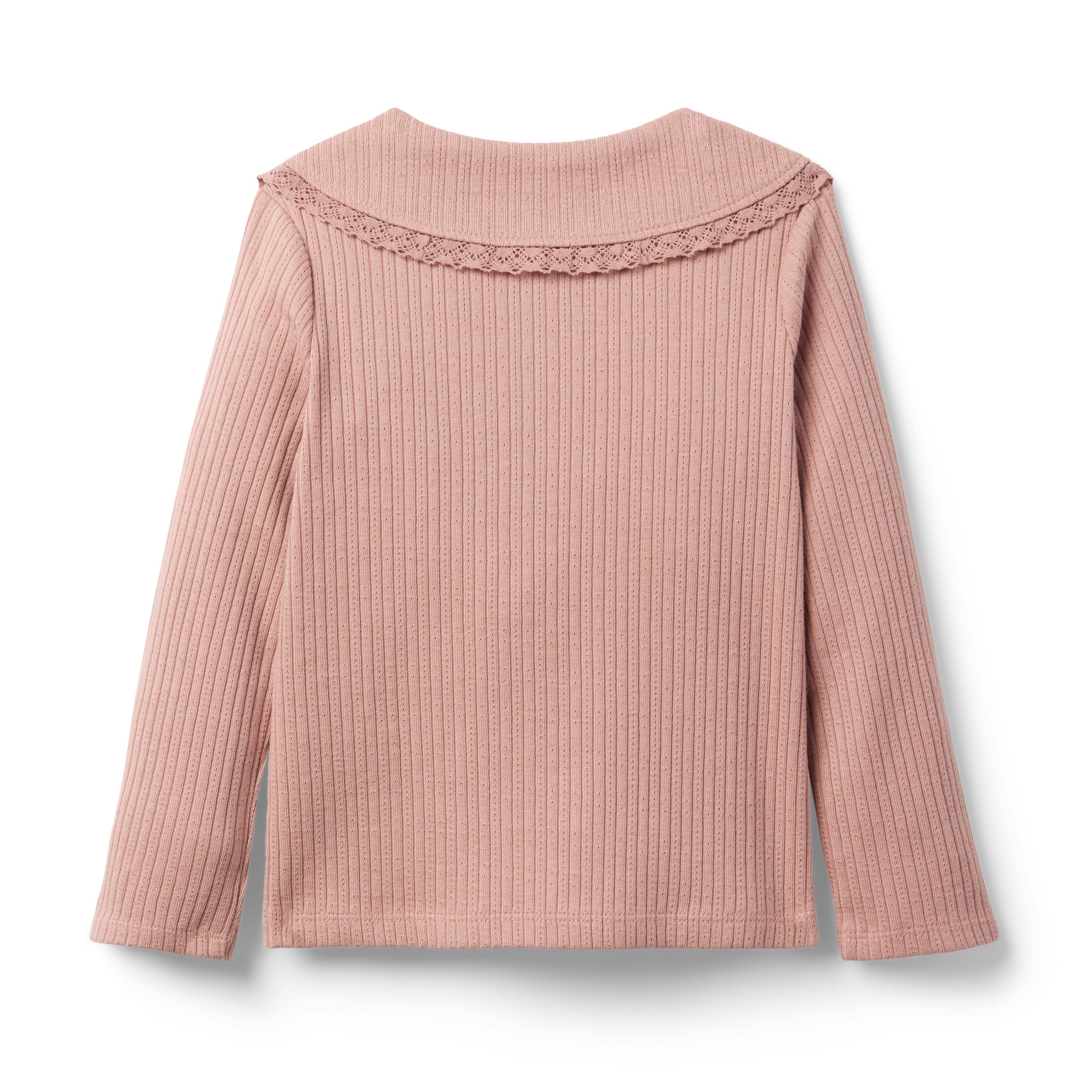 Ribbed Lace Collar Top image number 1