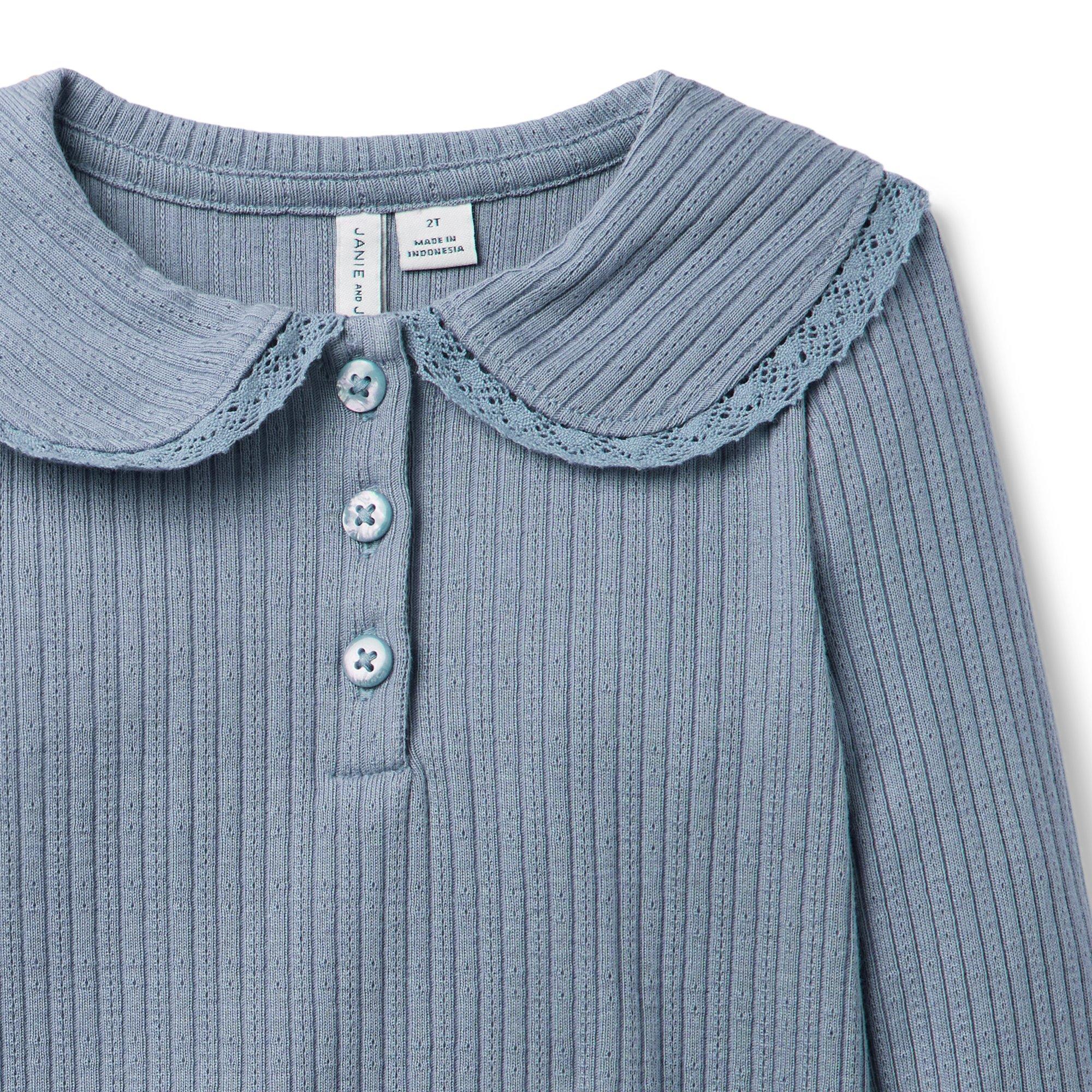 Ribbed Lace Collar Top image number 2