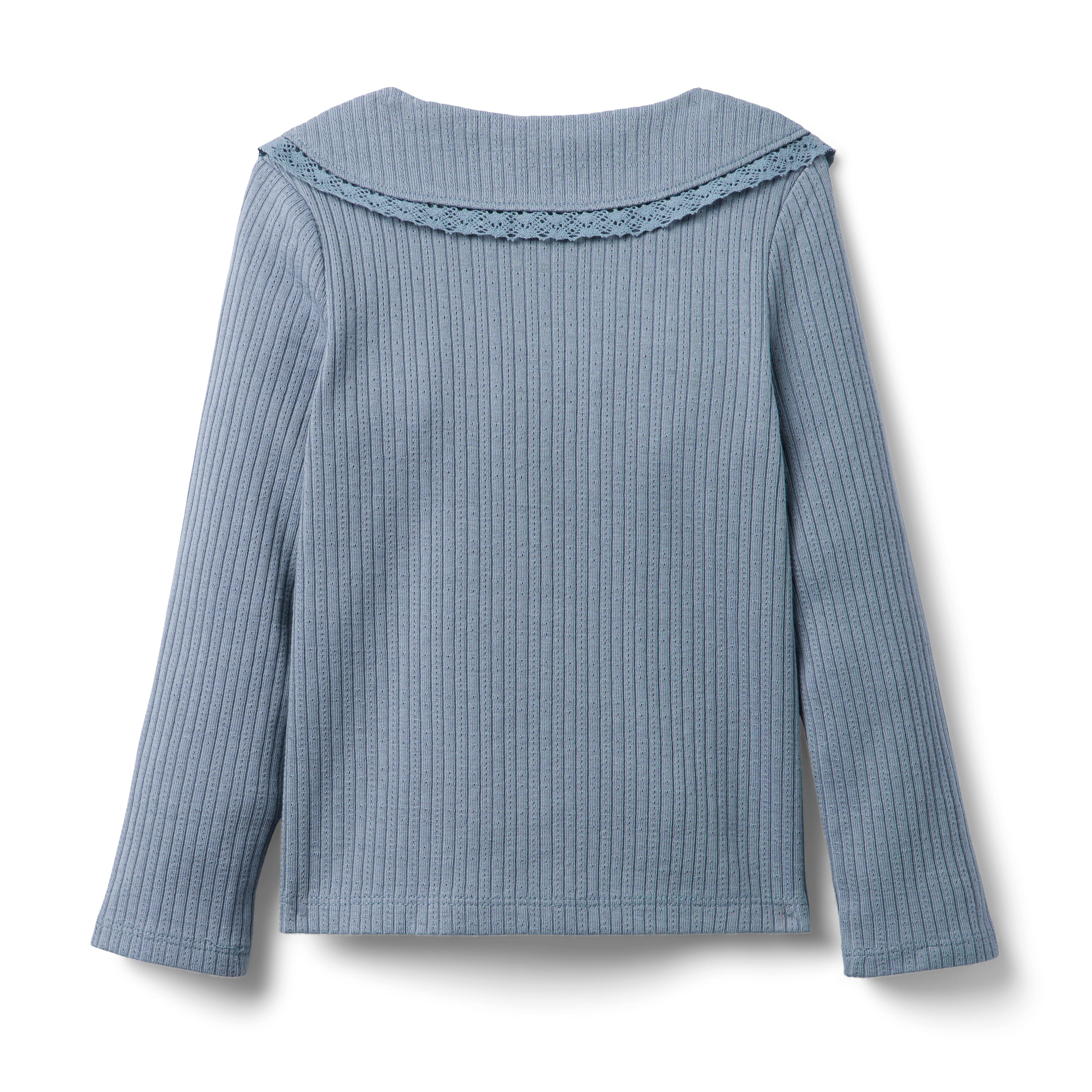 Ribbed Lace Collar Top image number 1