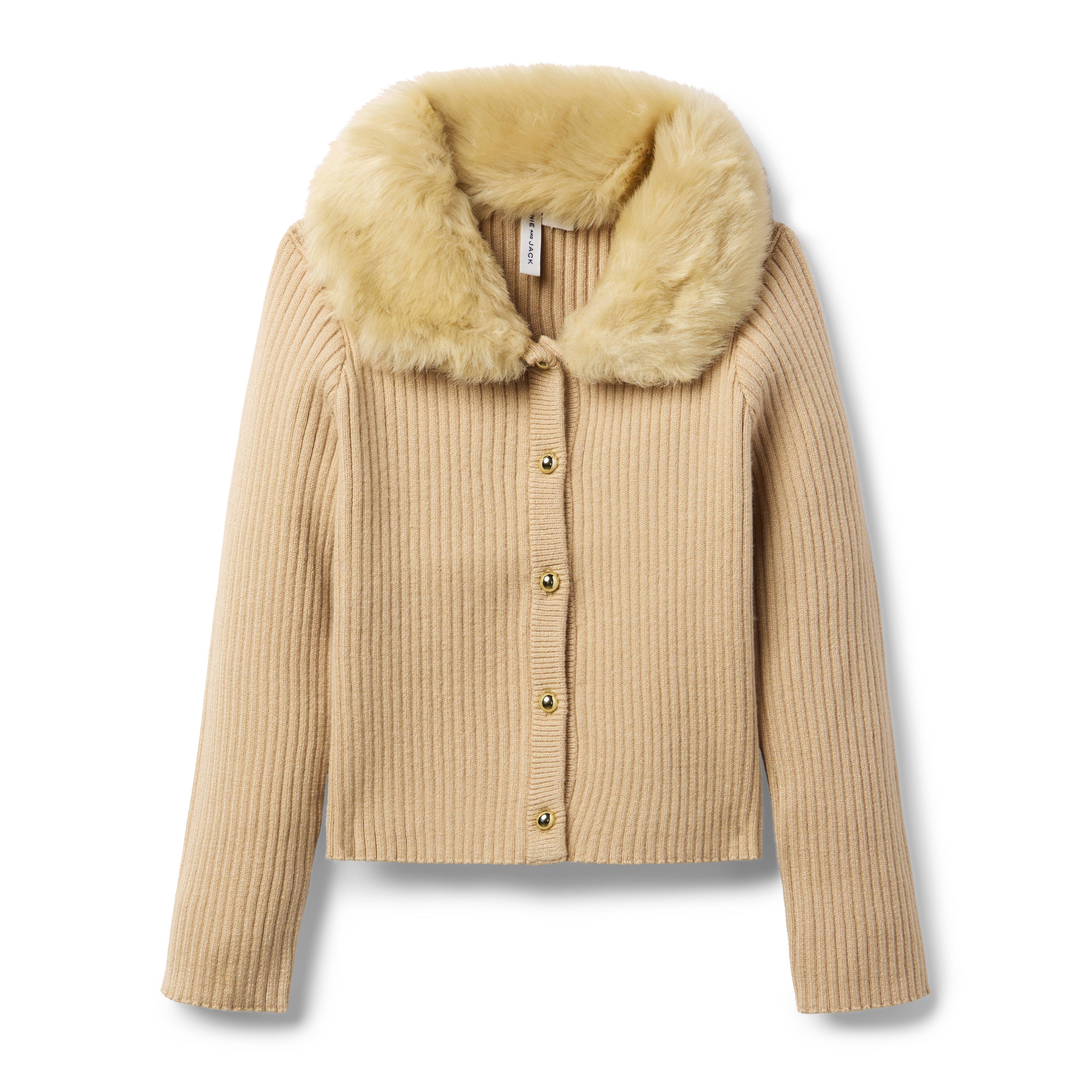 Faux Fur Collar Cardigan