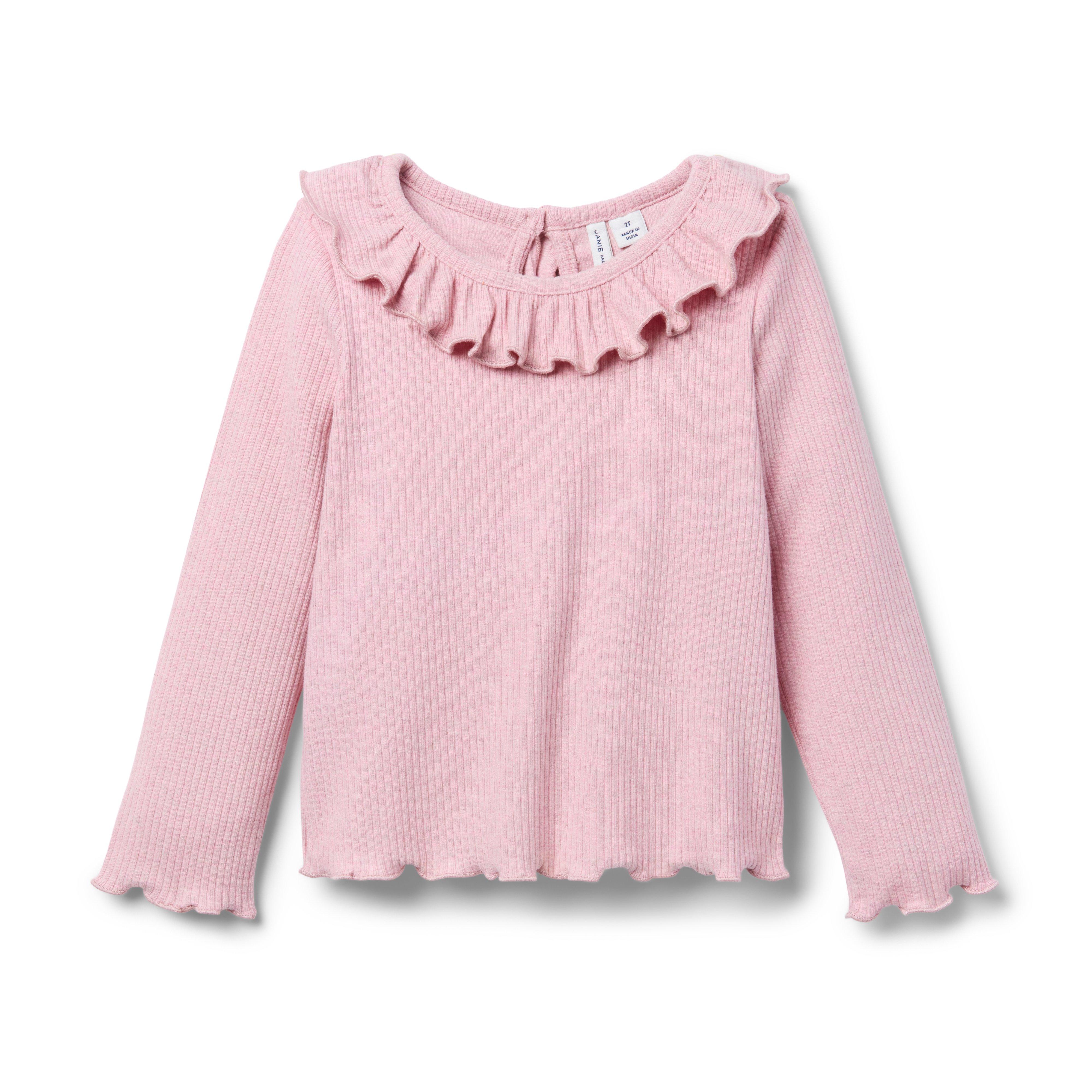 Ribbed Ruffle Collar Top