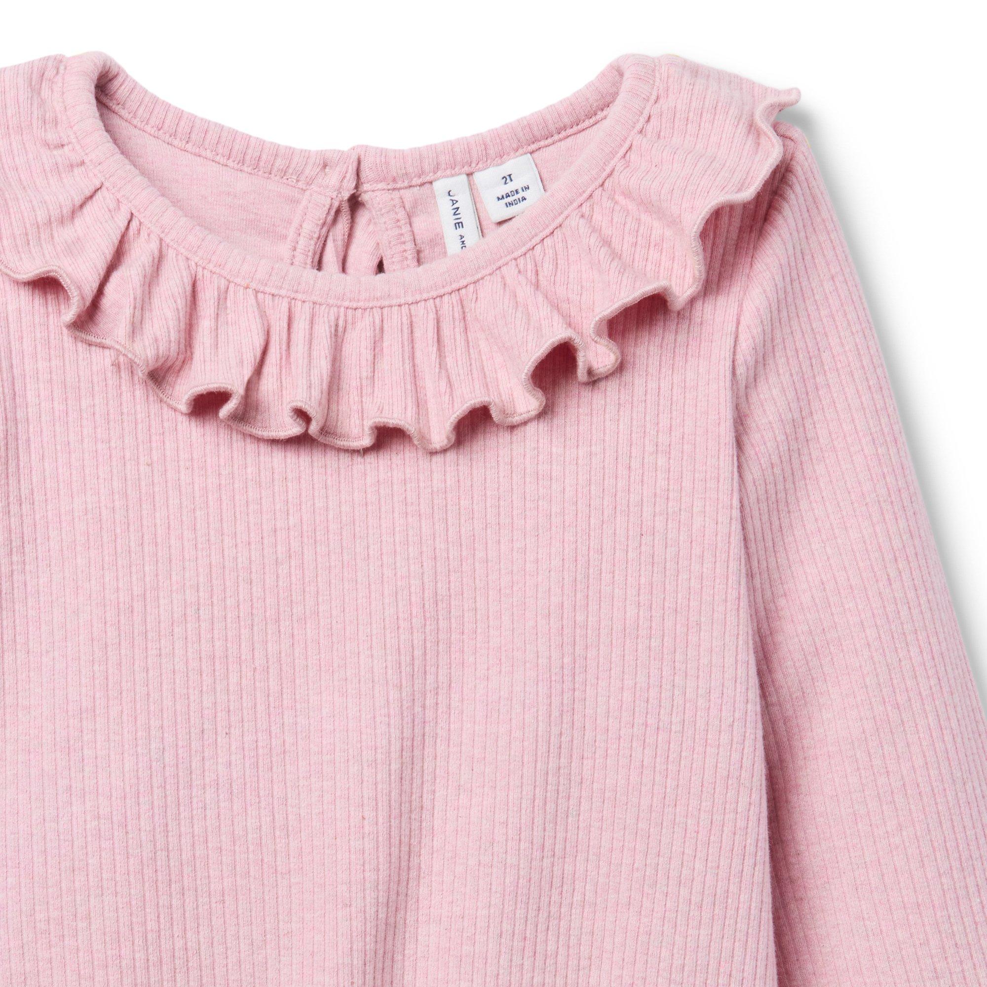 Ribbed Ruffle Collar Top image number 1