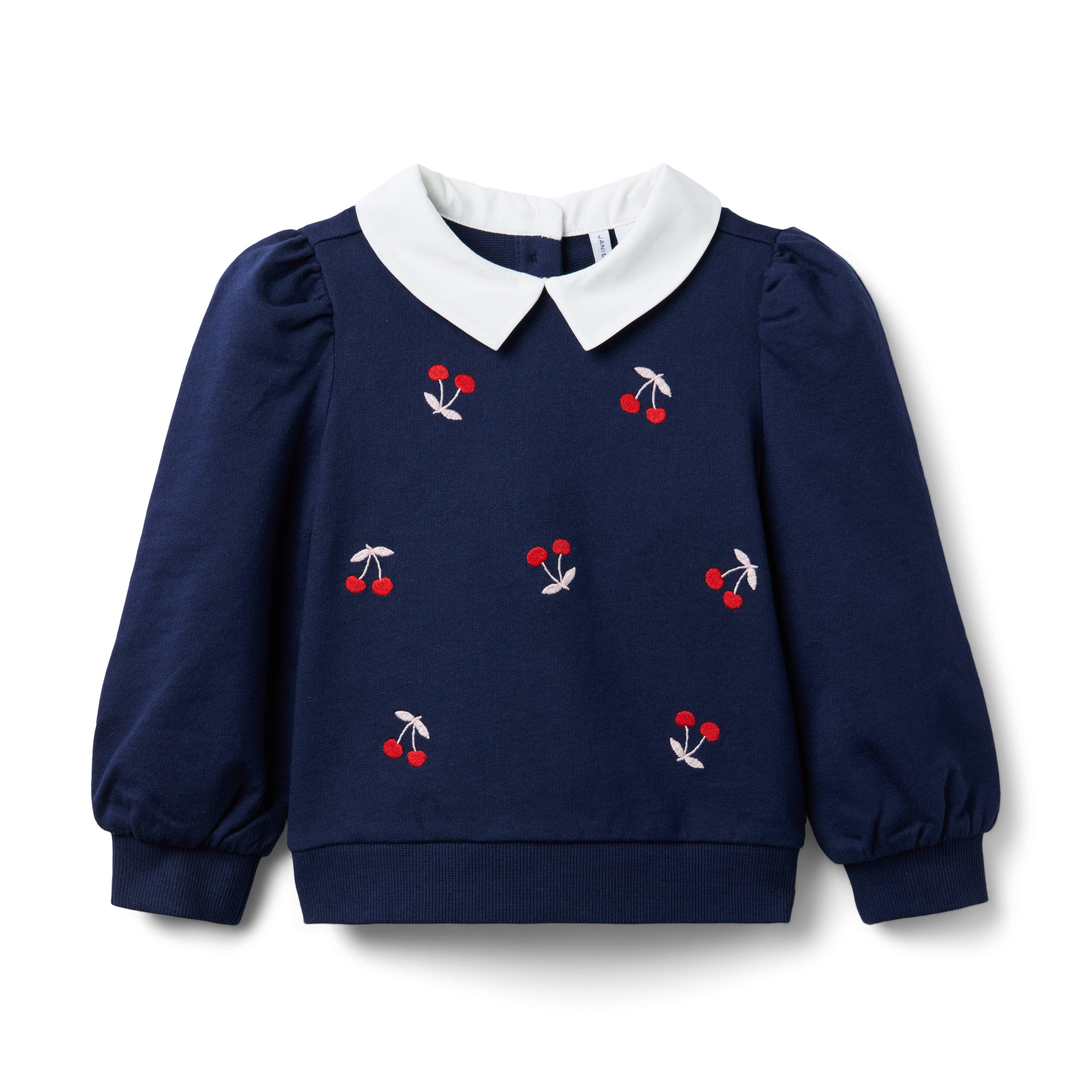 Embroidered Cherry Collared Sweatshirt