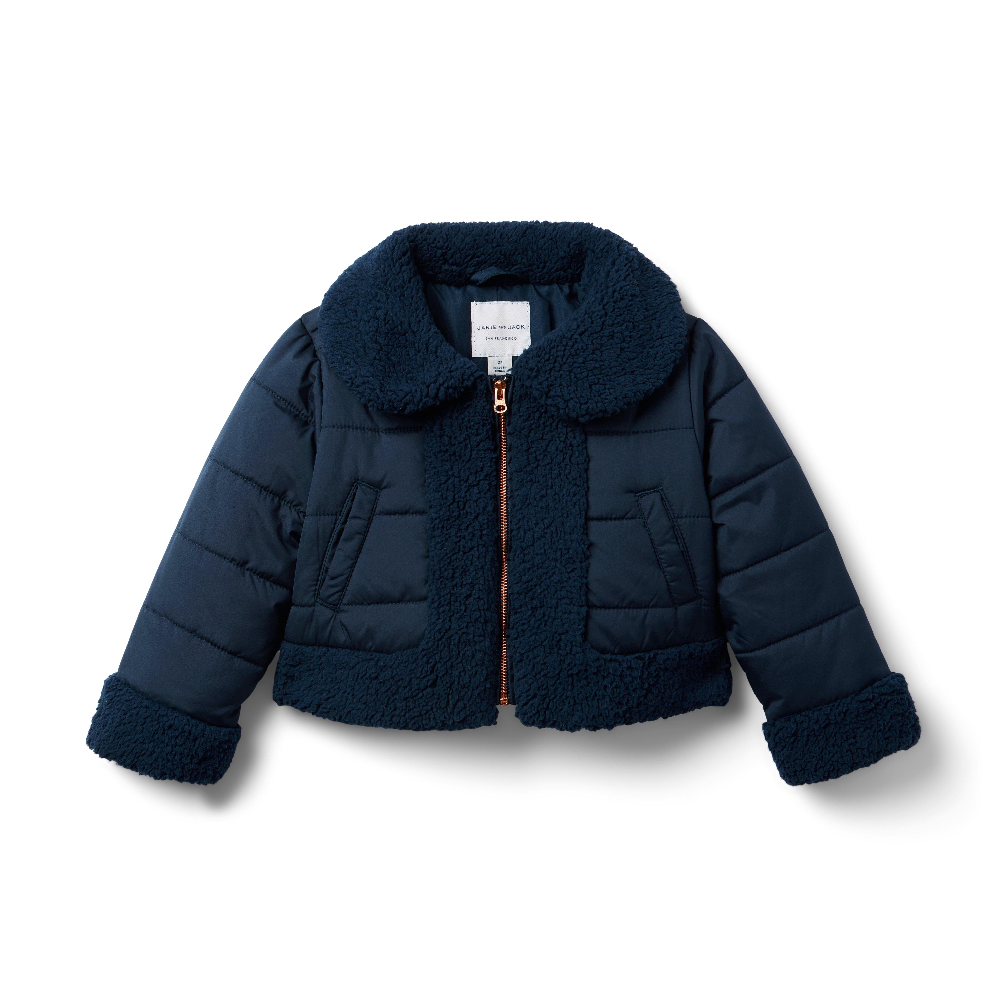 Quilted Sherpa Trim Jacket