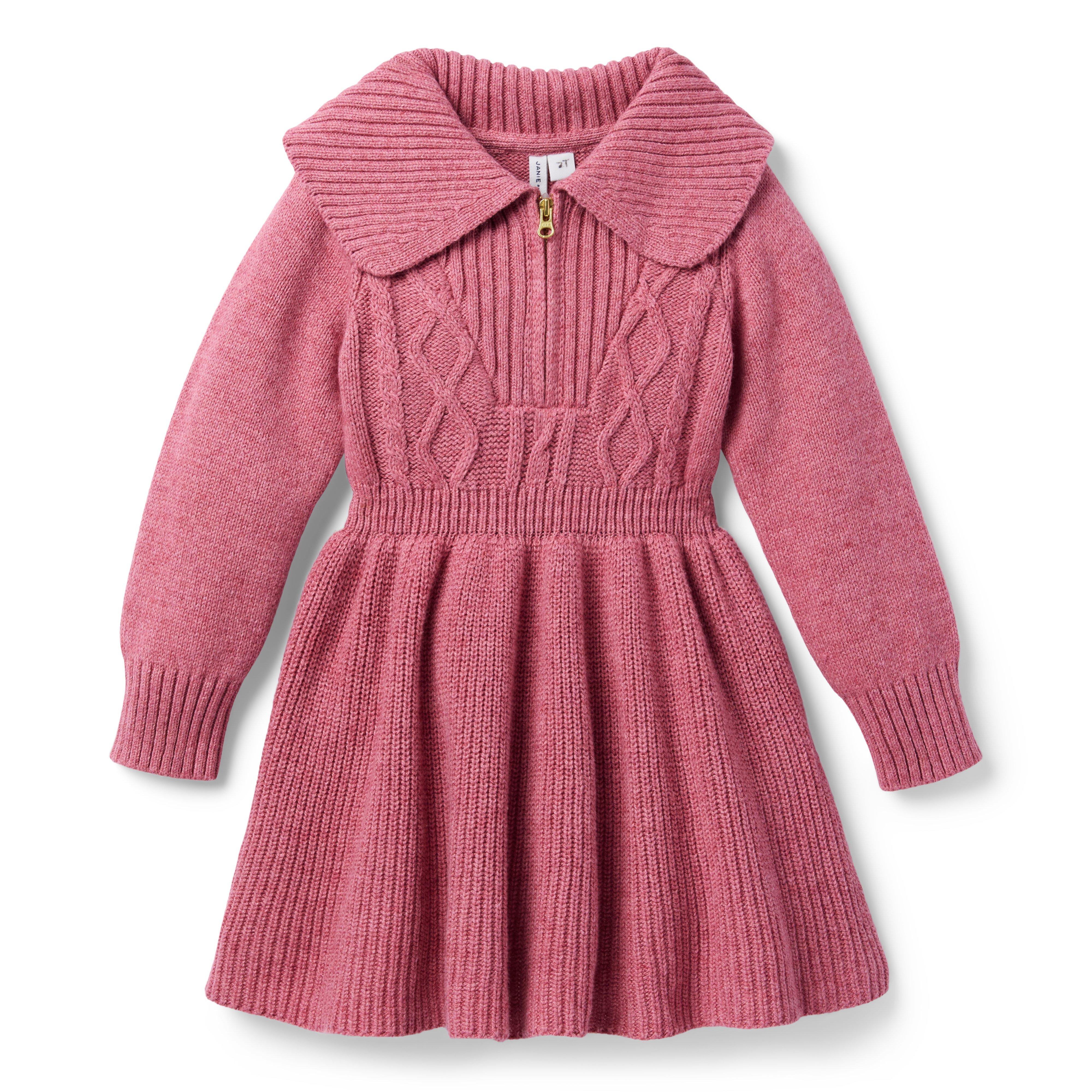 Cable Knit Half-Zip Sweater Dress