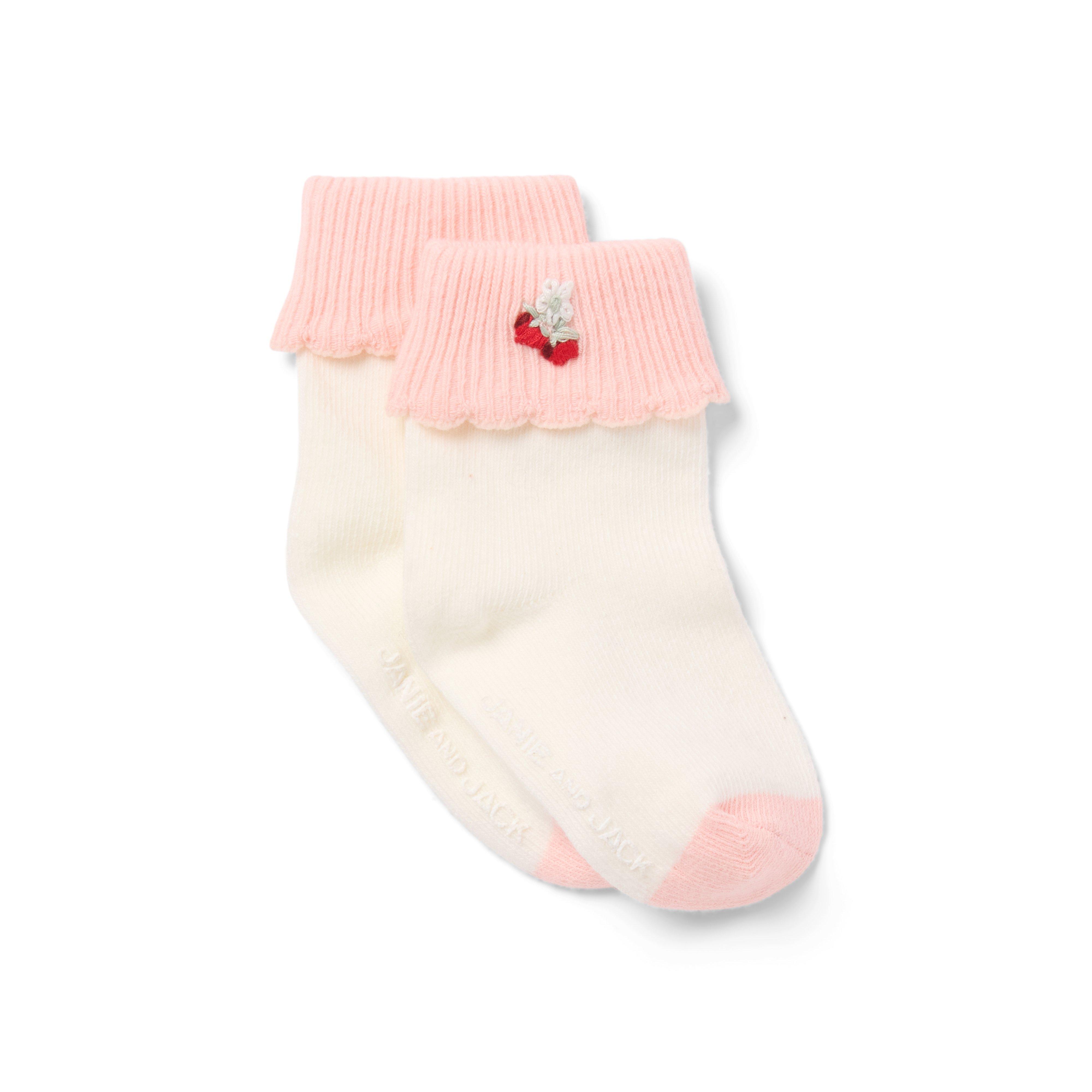 Baby Strawberry Foldover Sock