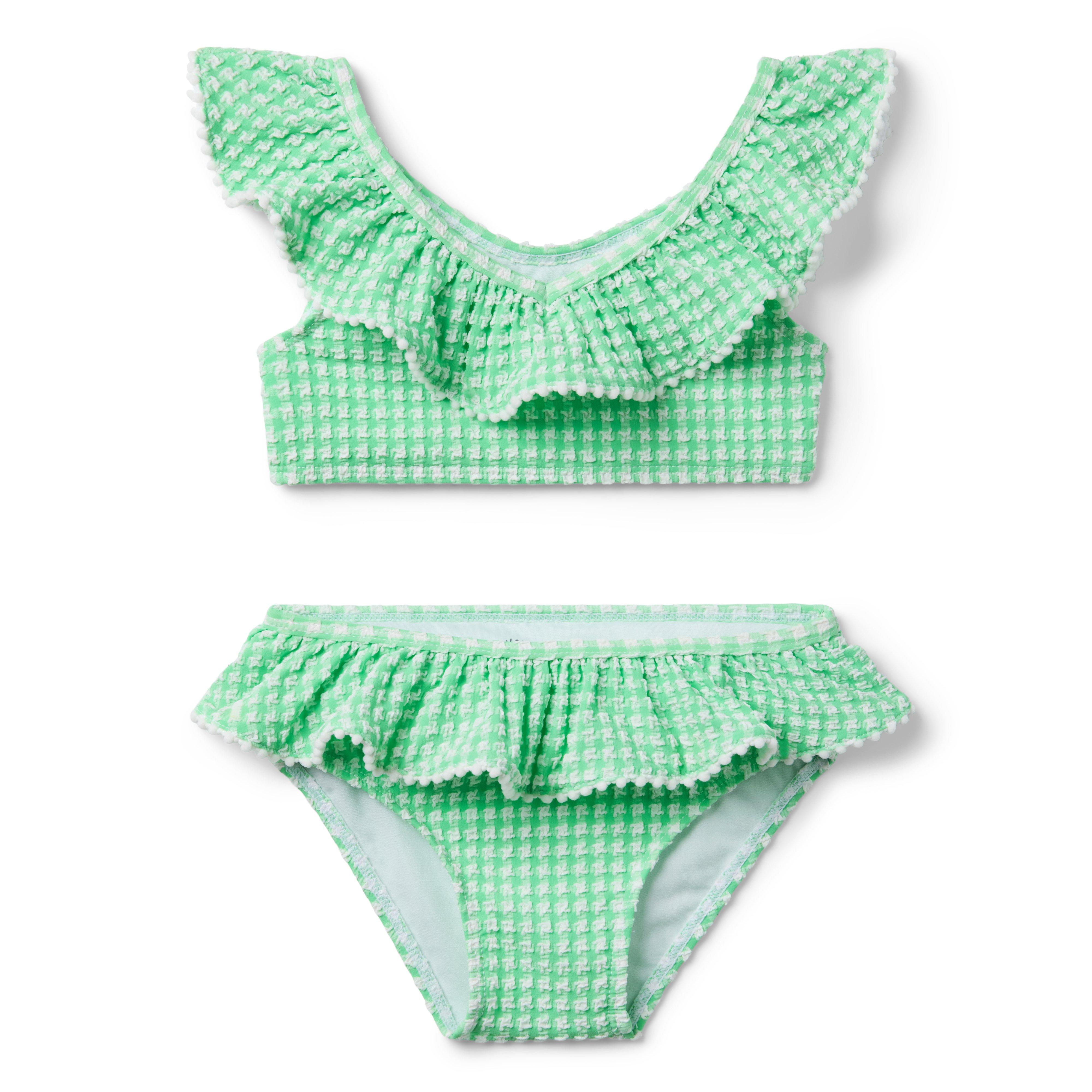 Girl Spring Green Gingham Recycled Gingham Ruffle 2 Piece Swimsuit by Janie and Jack