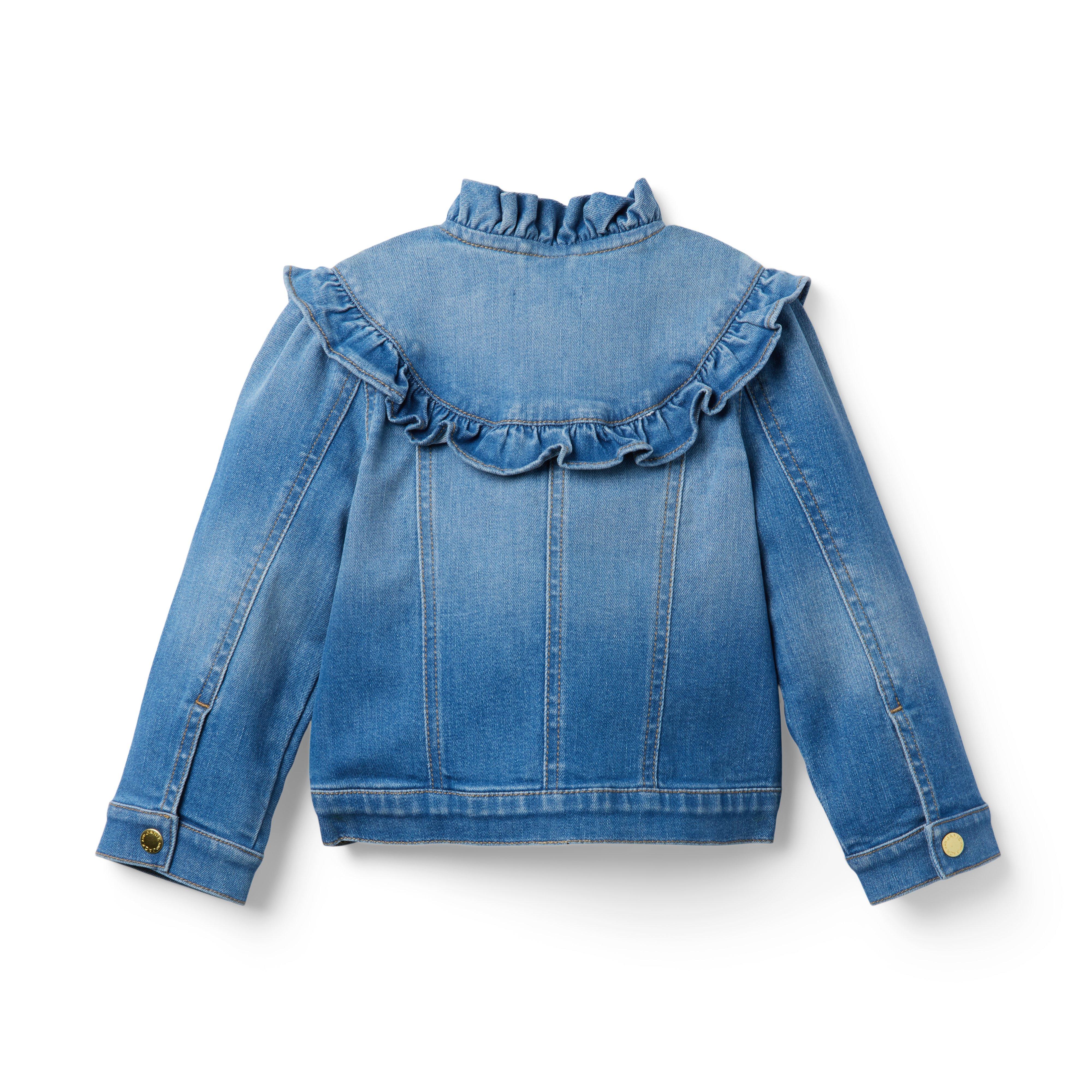 Denim Ruffle Jacket In Sadie Medium Wash image number 1