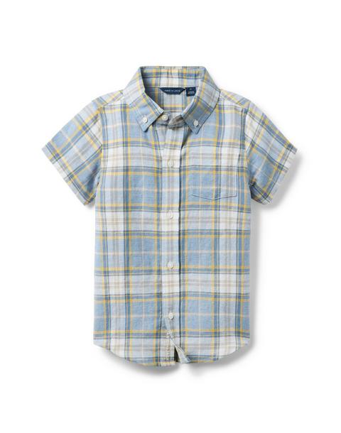 Plaid Linen-Cotton Shirt