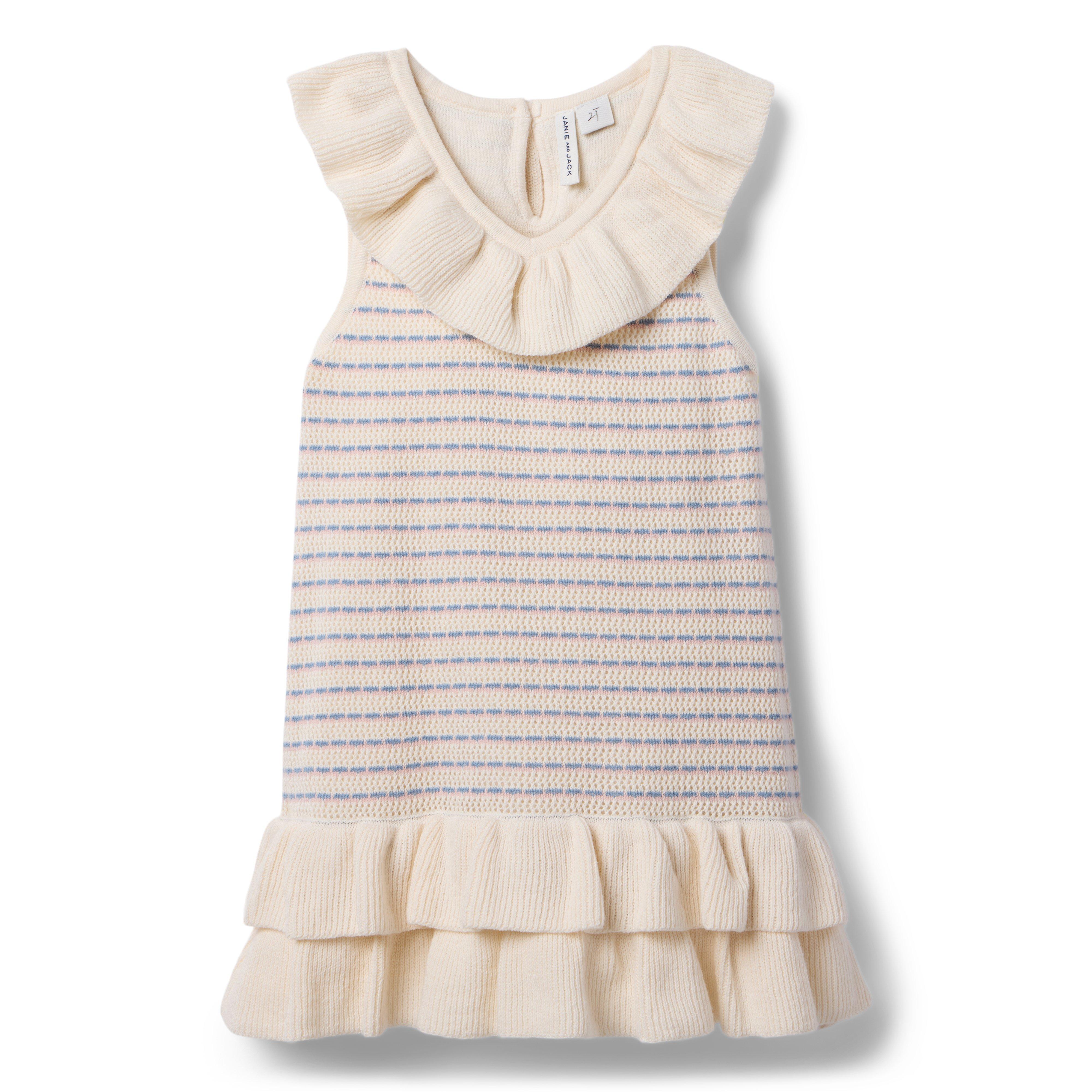 Crochet Ruffle Sweater Dress