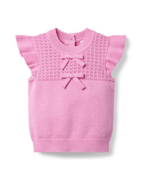 Pointelle Bow Sweater Top