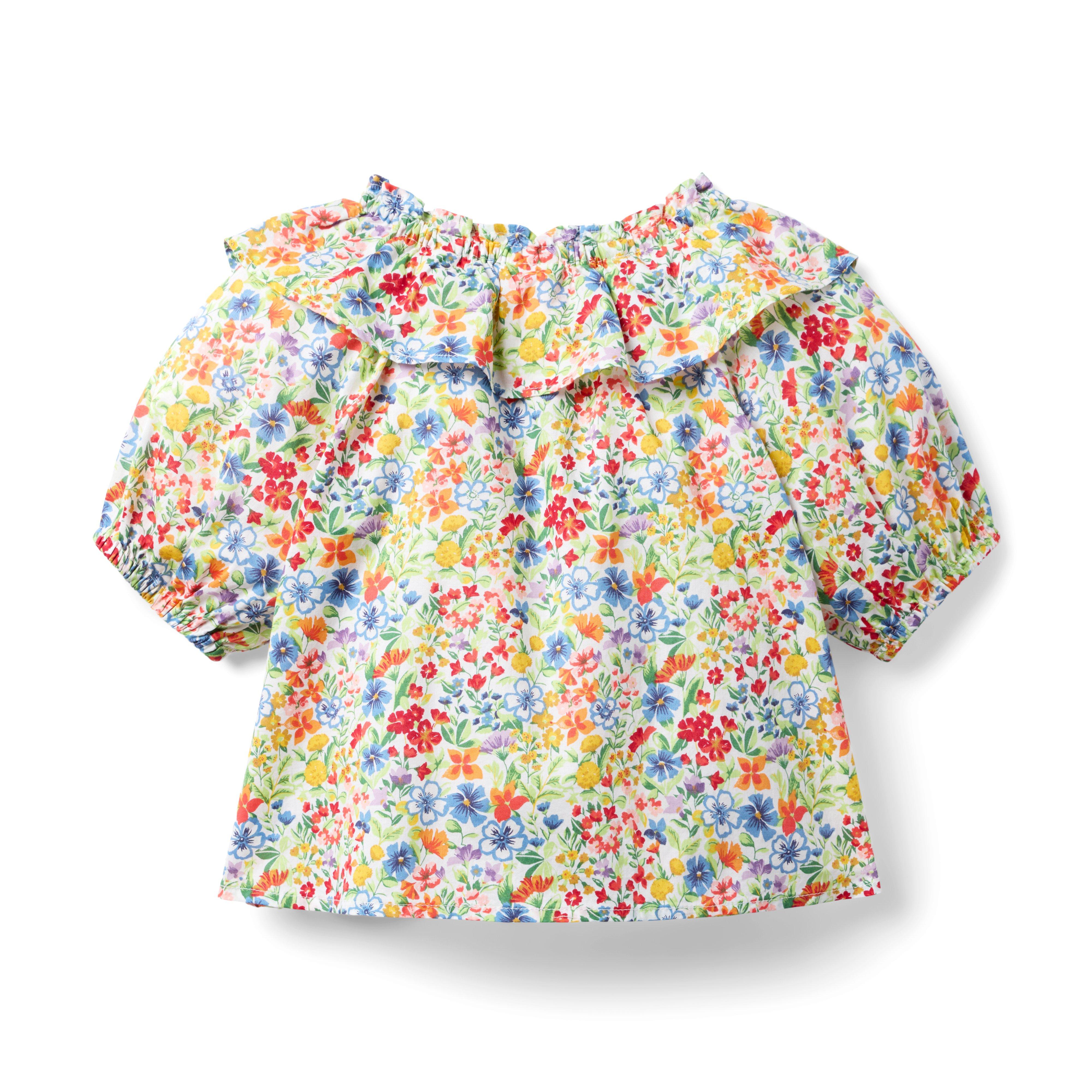 Ditsy Floral Ruffle Collared Top image number 1
