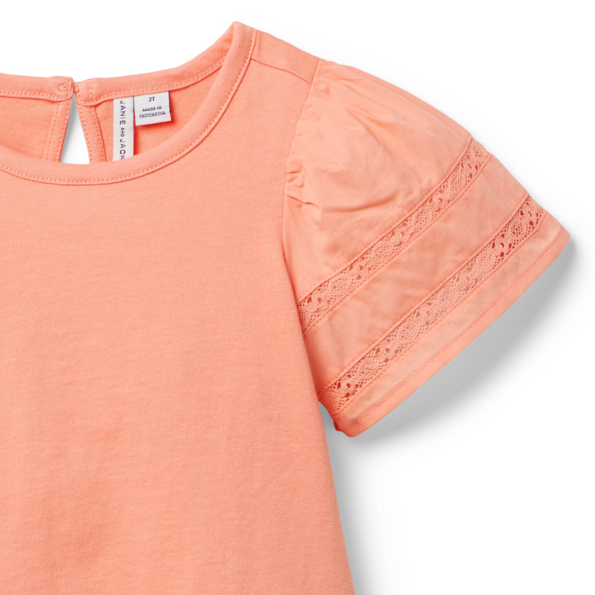 Lace Trim Puff Sleeve Top image number 2