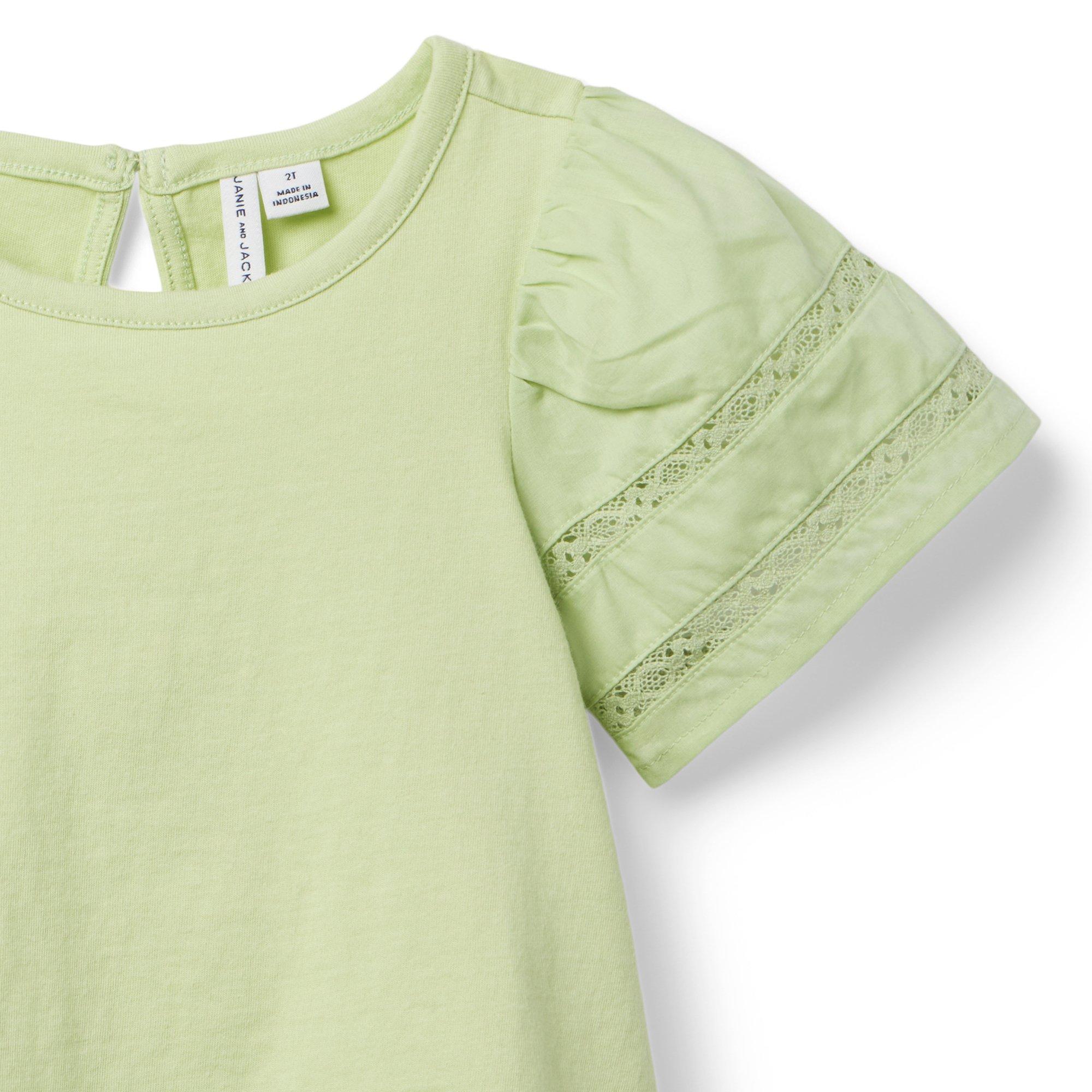 Lace Trim Puff Sleeve Top image number 2