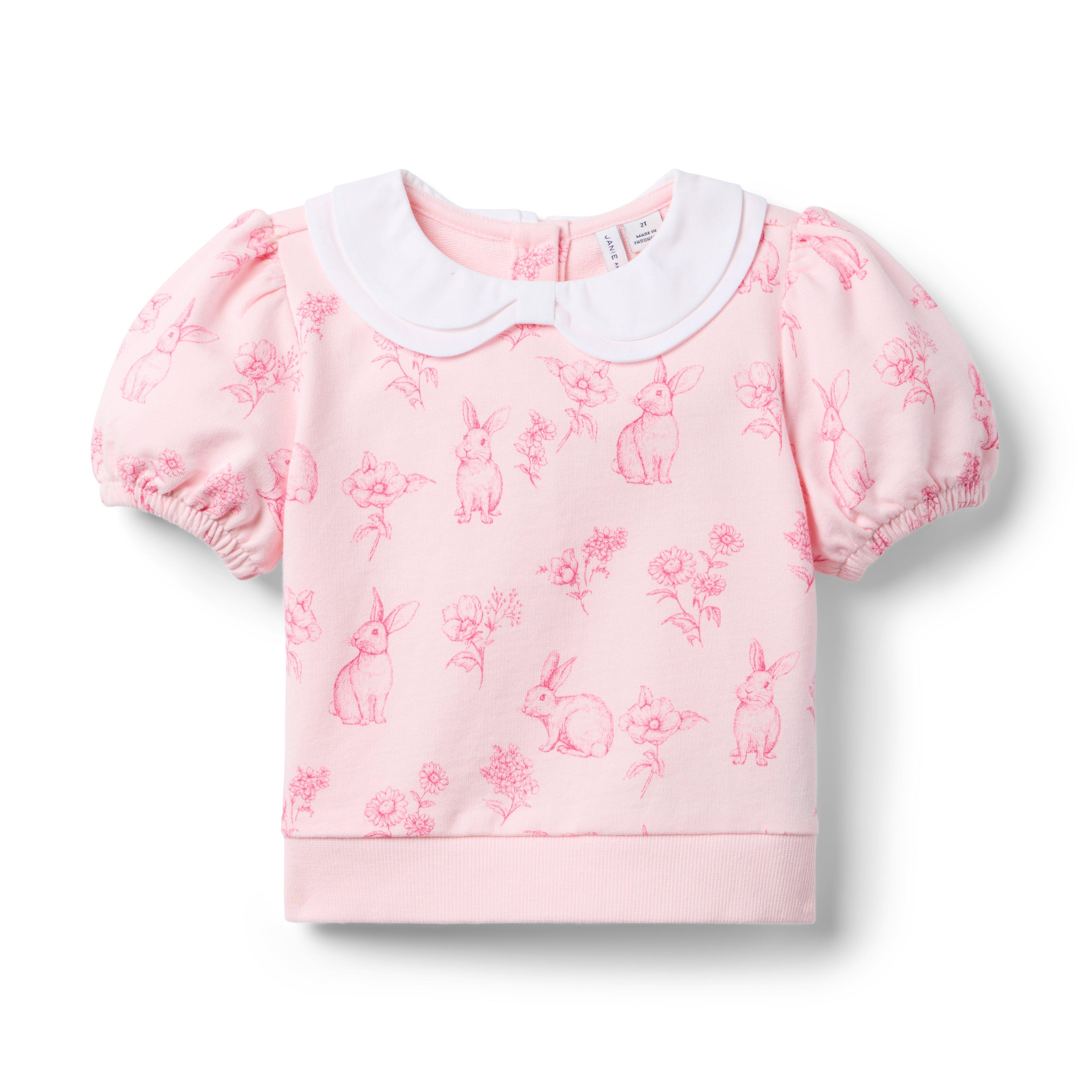 Bunny Floral Puff Sleeve Sweatshirt