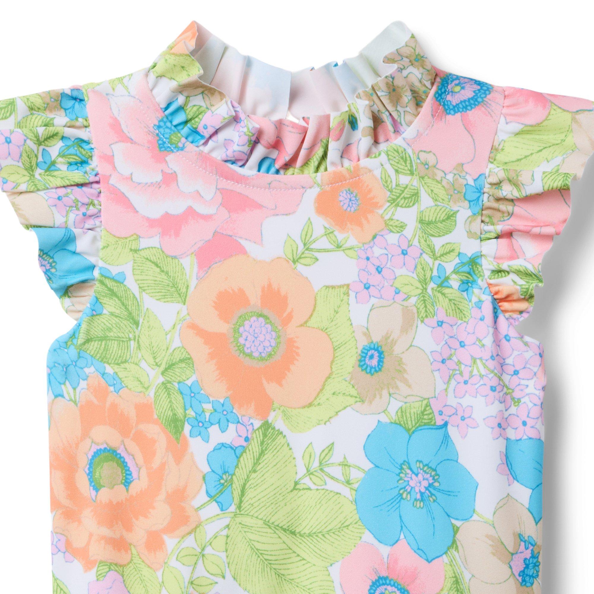 Recycled Floral Ruffle Collar Swimsuit  image number 2