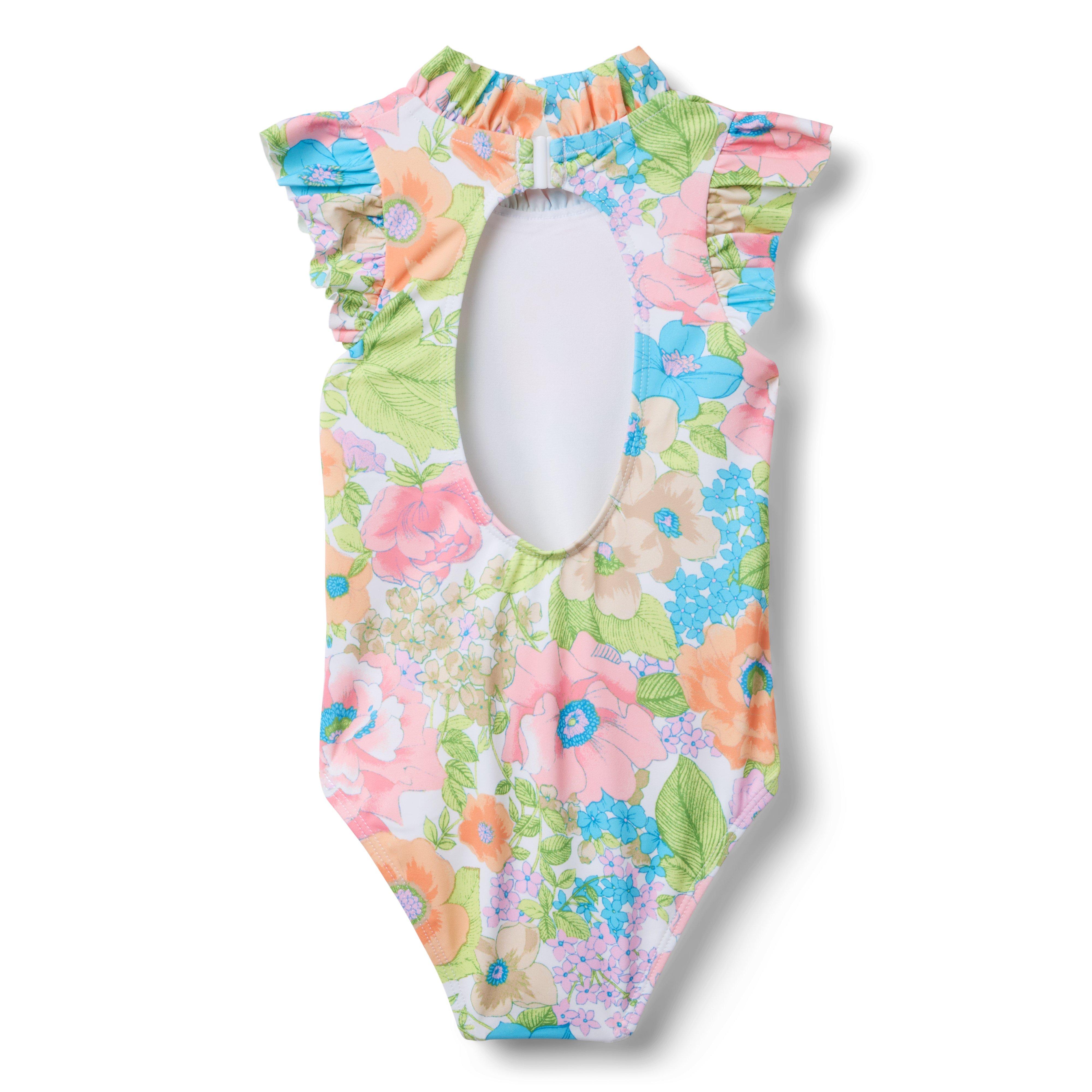Recycled Floral Ruffle Collar Swimsuit  image number 1
