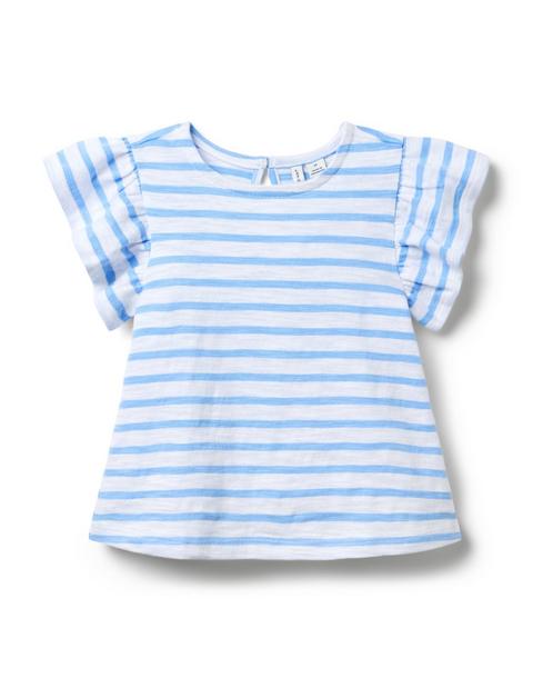 Striped Flutter Sleeve Top