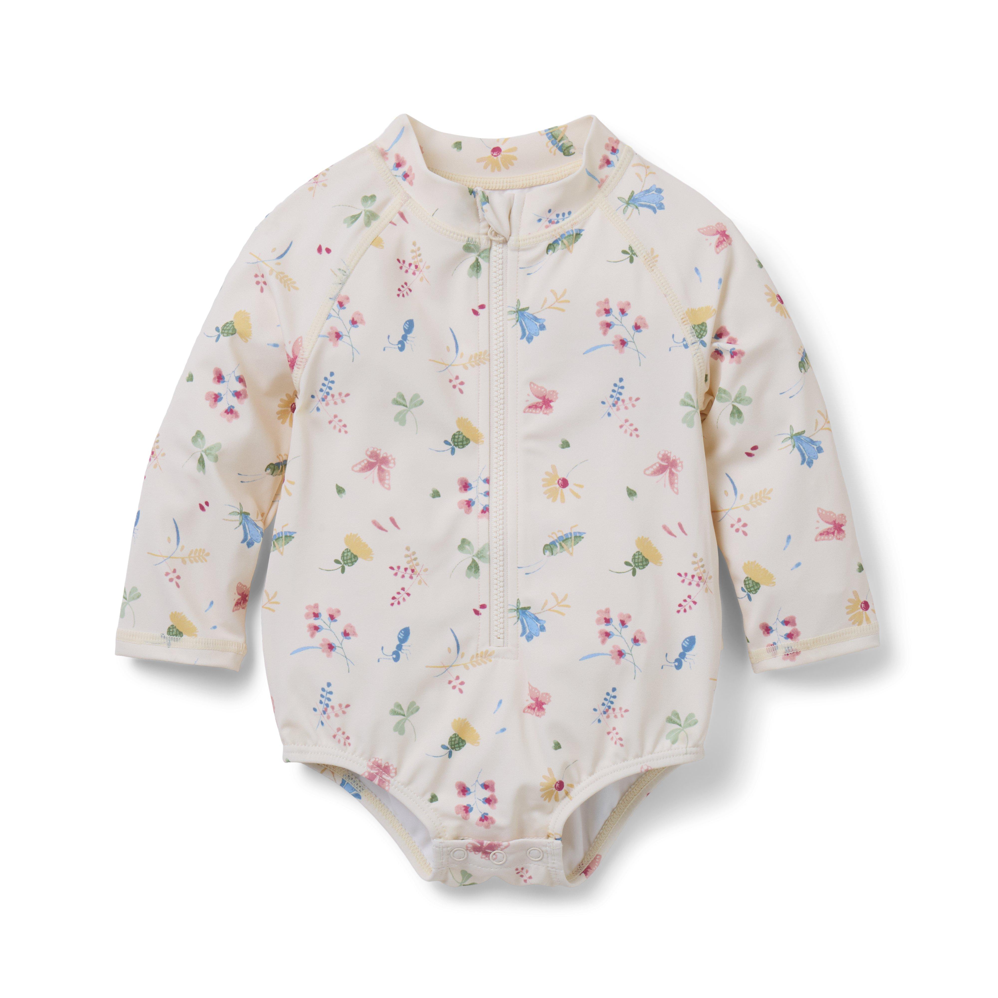 Baby Recycled Bug Floral Rash Guard Swimsuit