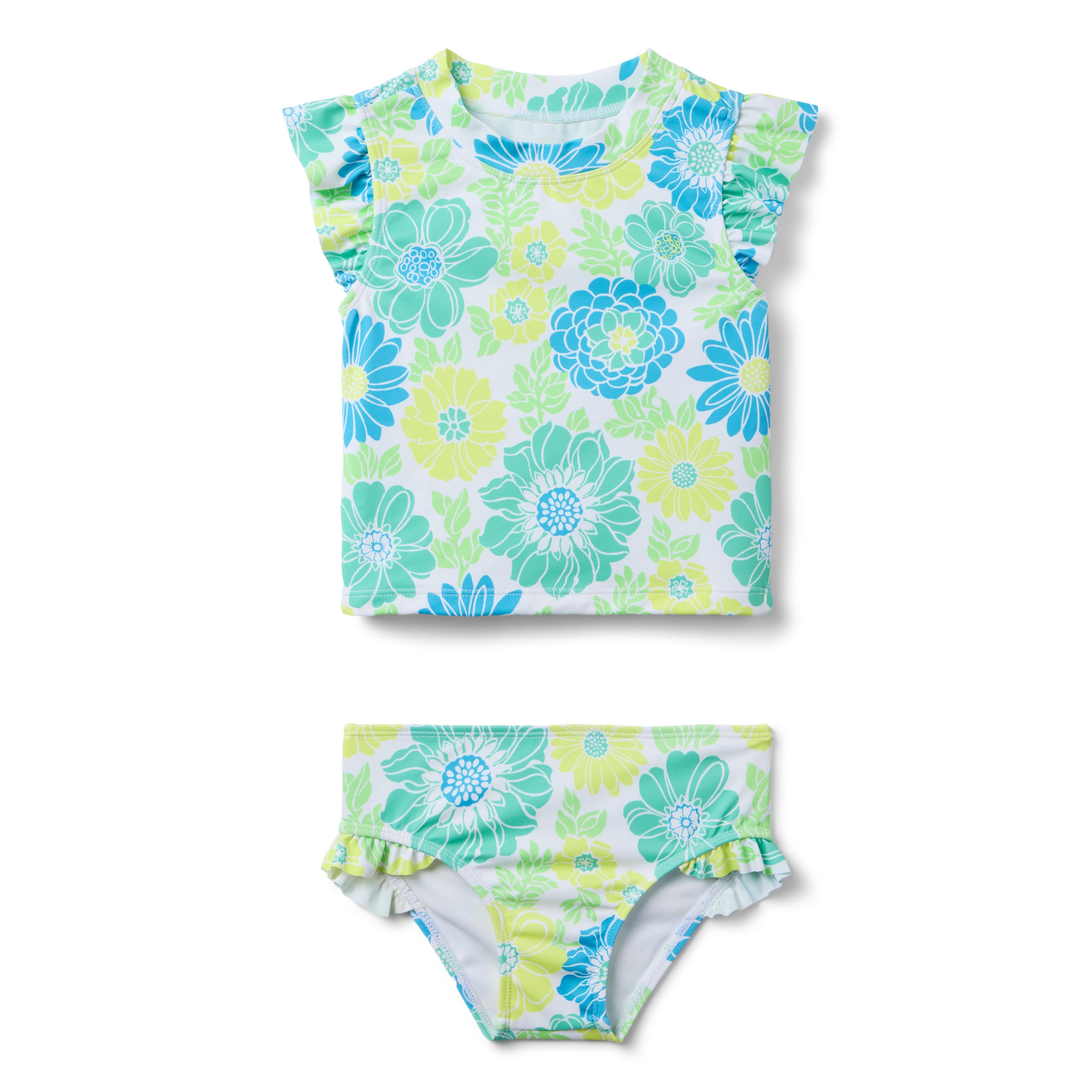Recycled Floral Ruffle Collar Swimsuit 