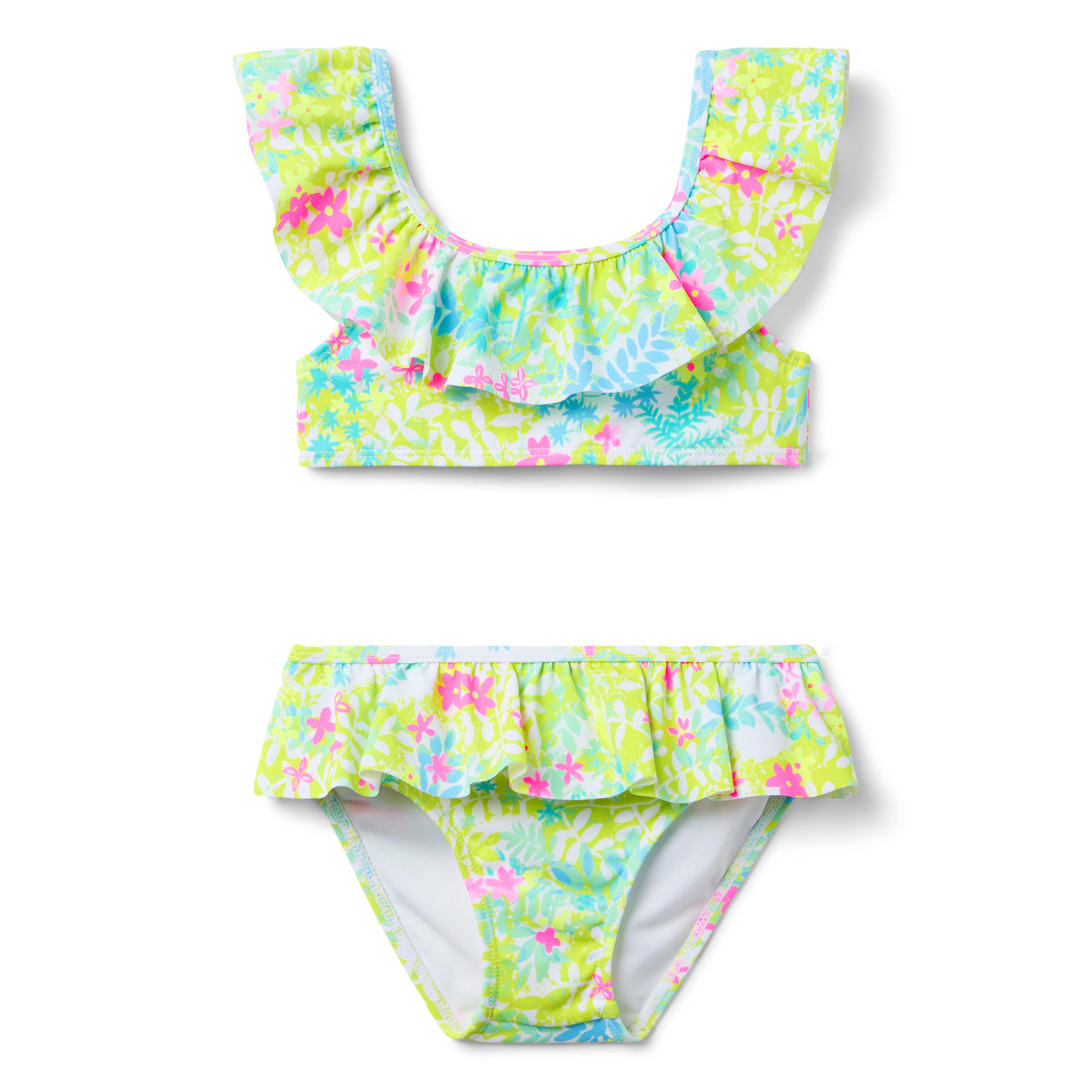 Recycled Floral Ruffle Collar Swimsuit 