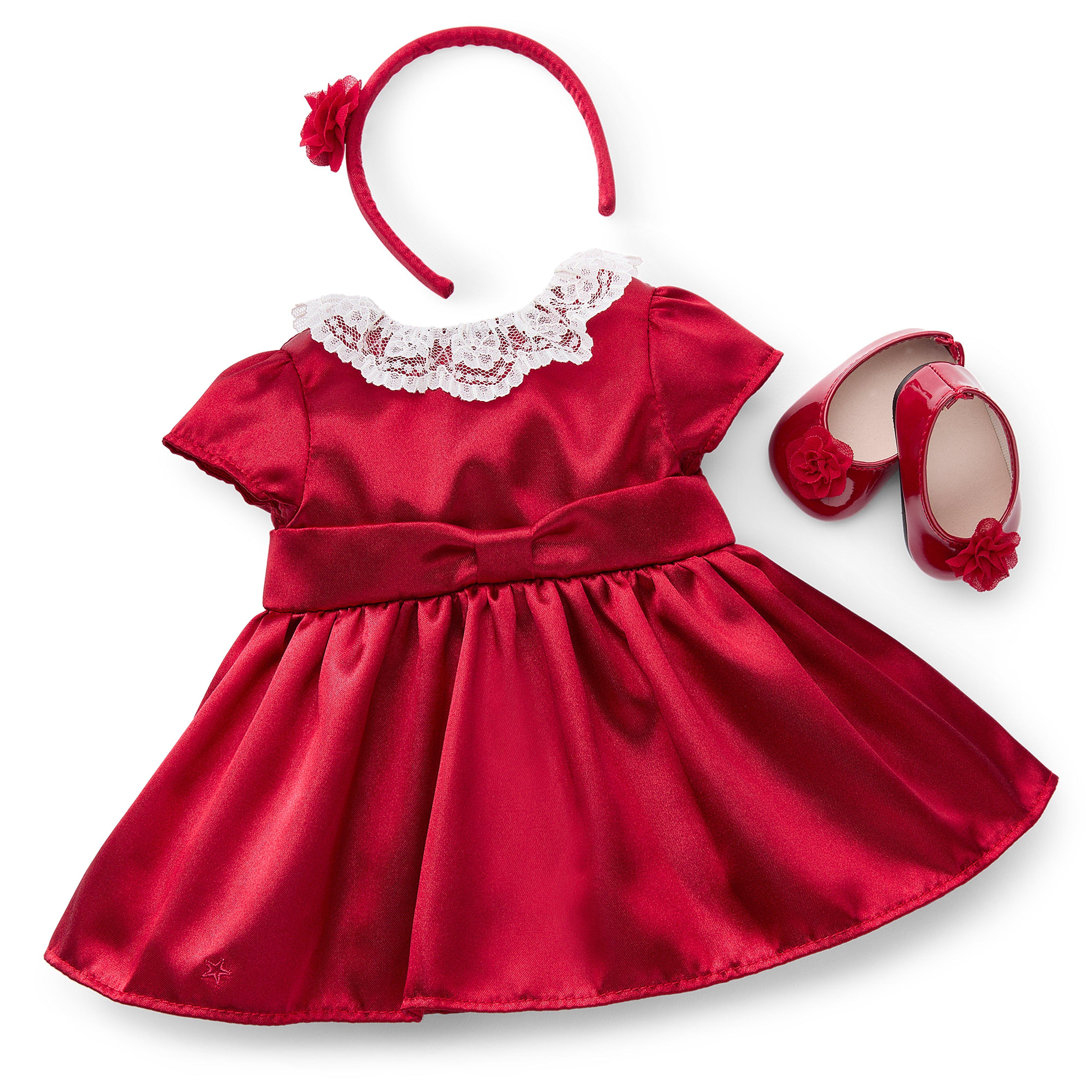 American Girl® x Janie And Jack Holly-Red Party Dress For Bitty Baby® image number 0
