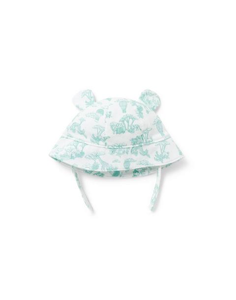 Baby Safari Toile Bear Ear Bucket Hat