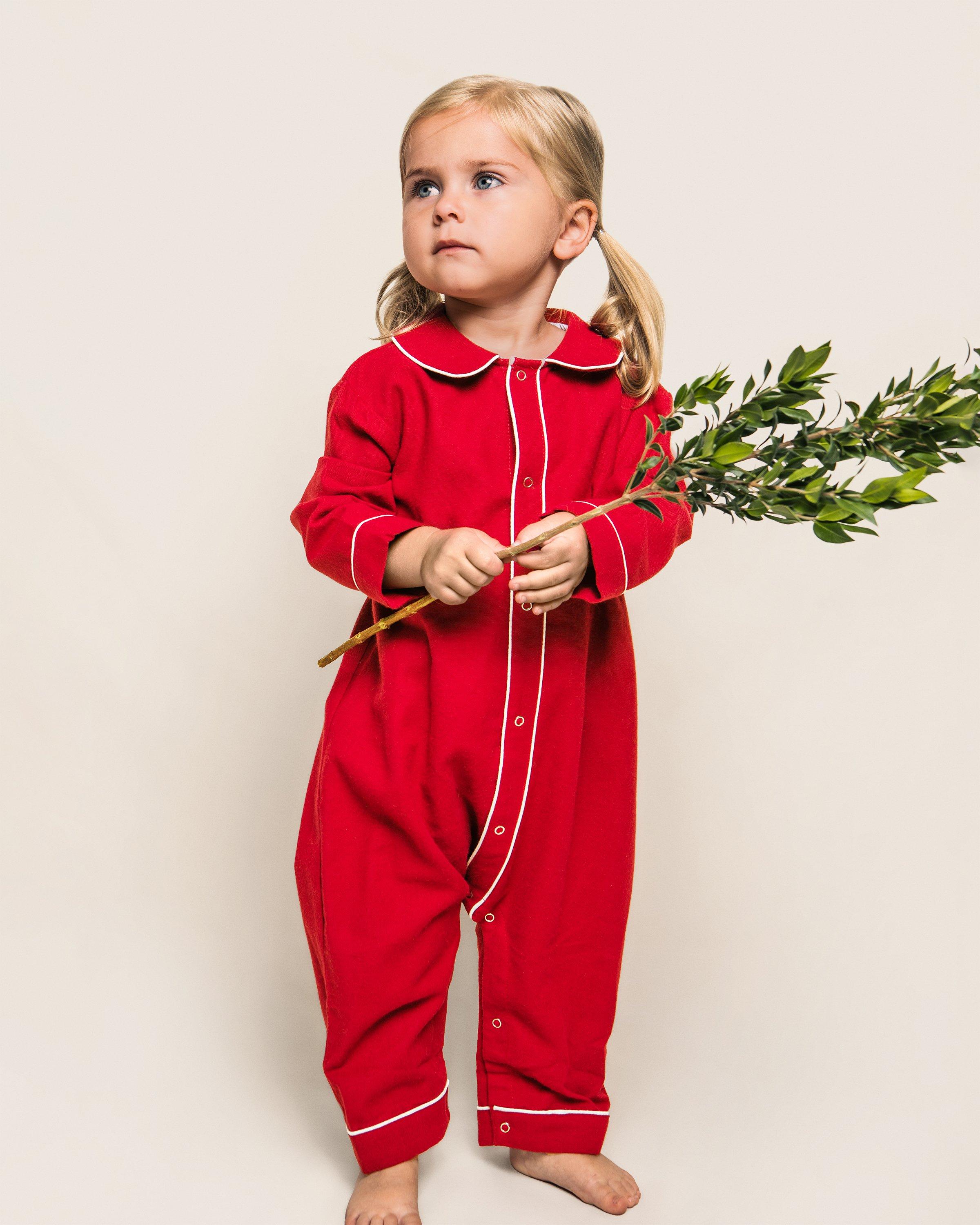 Petite Plume Baby Flannel Cambridge Romper image number 1