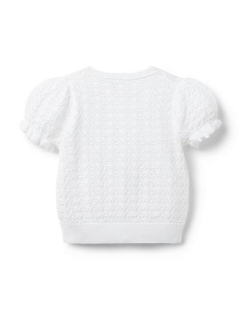 Pointelle Puff Sleeve Cardigan