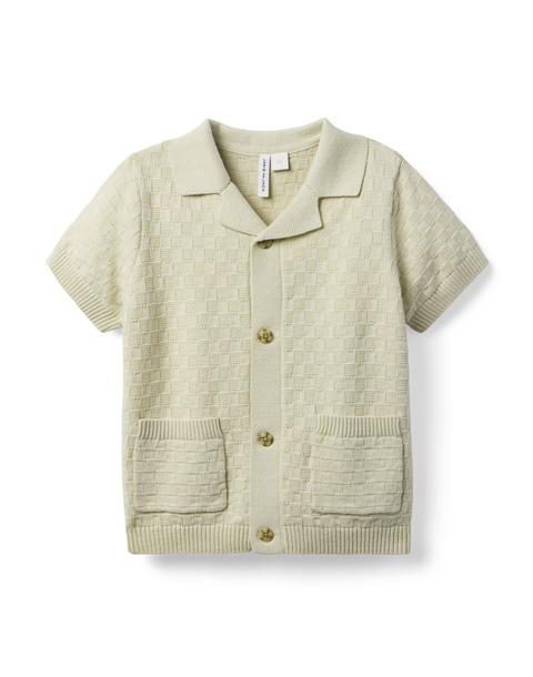 Textured Knit Collared Sweater