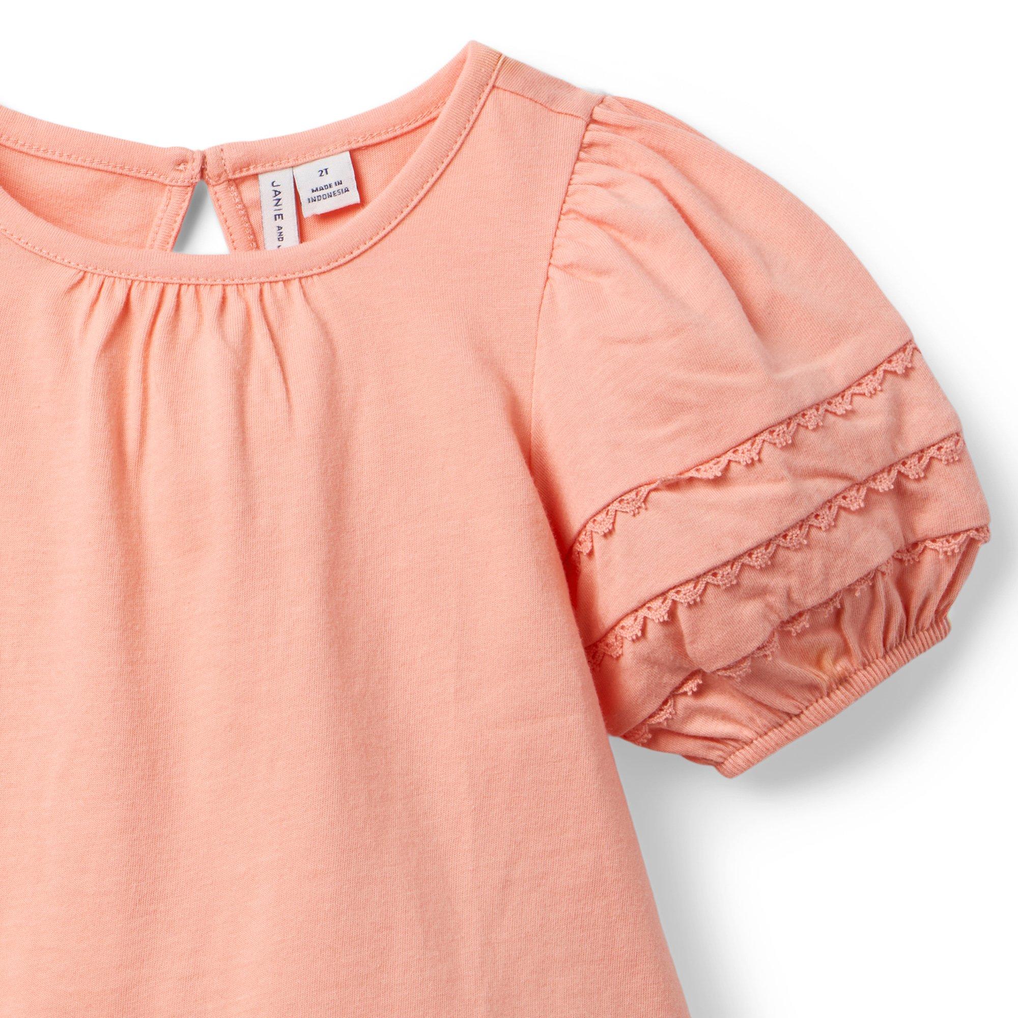 Lace Trim Puff Sleeve Top image number 2